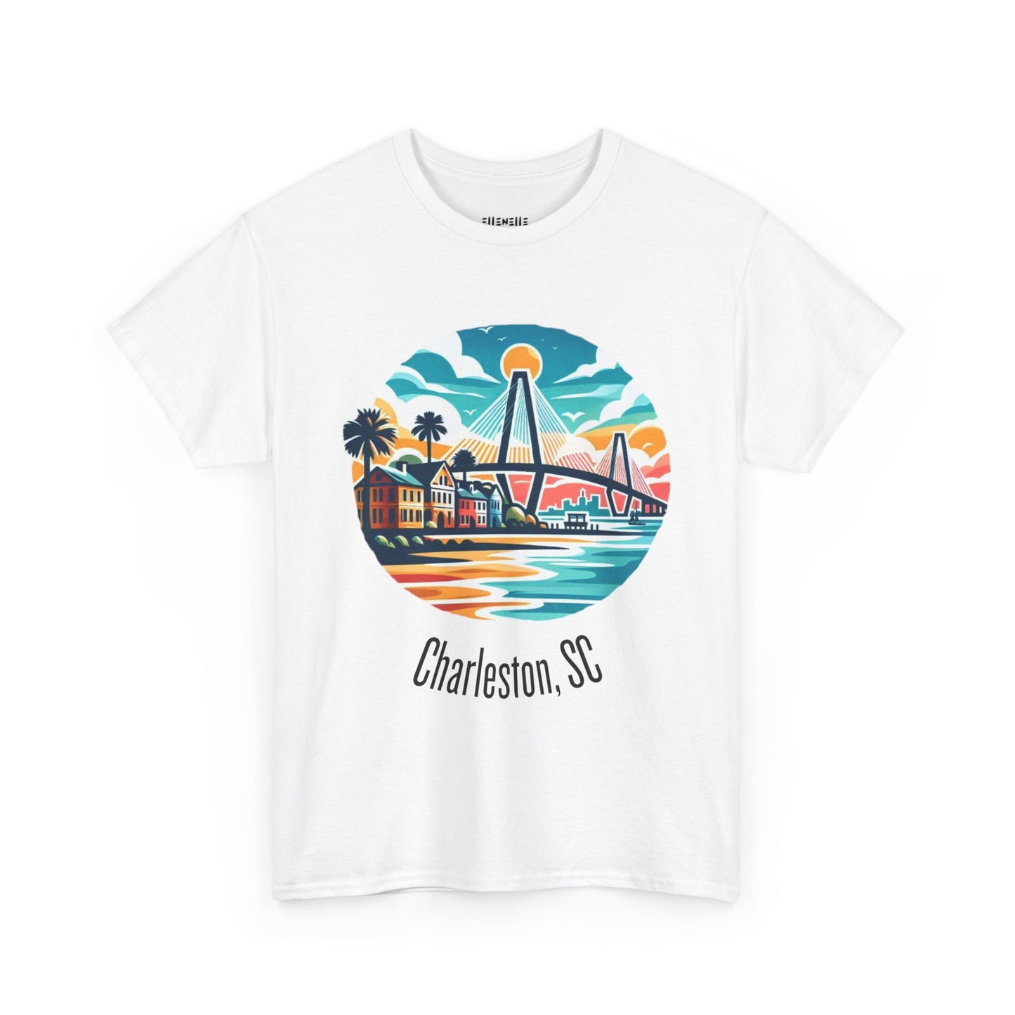 Charleston SC Unisex Heavy Cotton Tee, Beach Vibes Shirt, Casual Wear, Travel Souvenir, Retro Graphic T-shirt, Gift for Him/Her