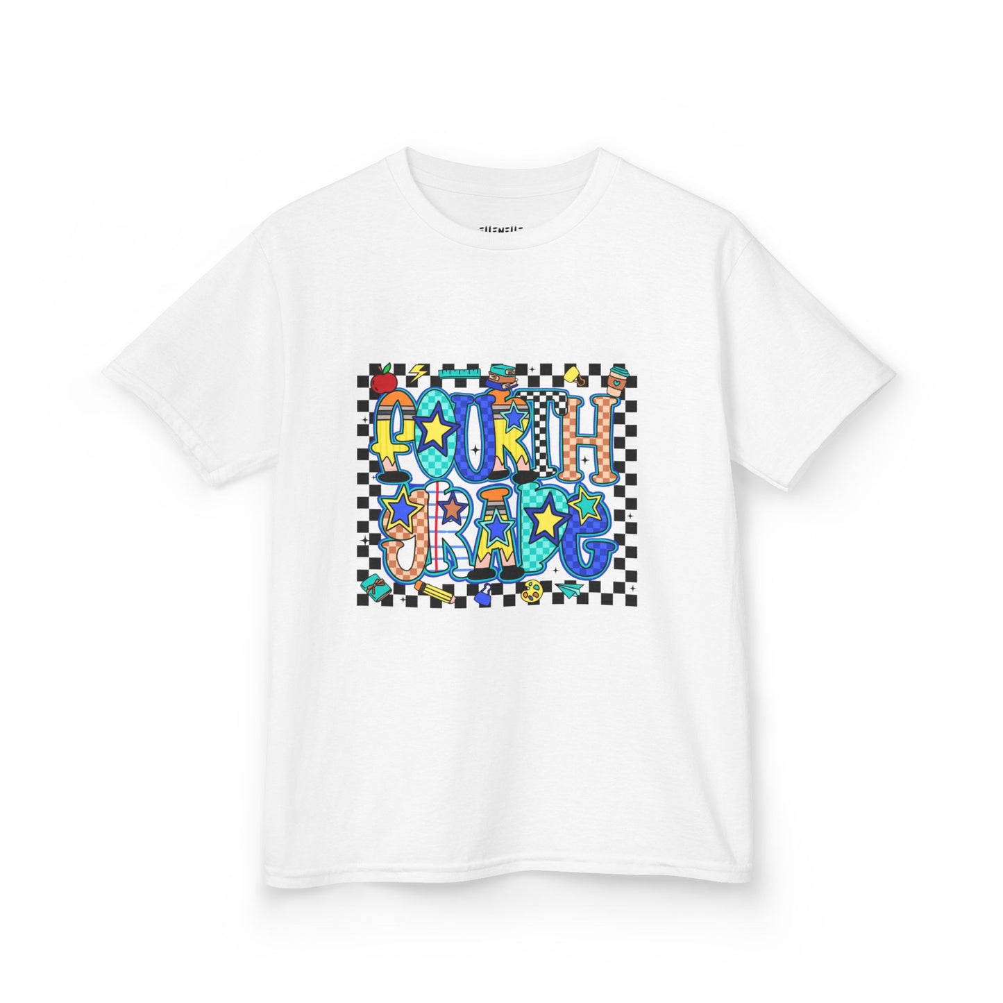 Fourth Grade T‑Shirt — Checkerboard Back-to-School Tee