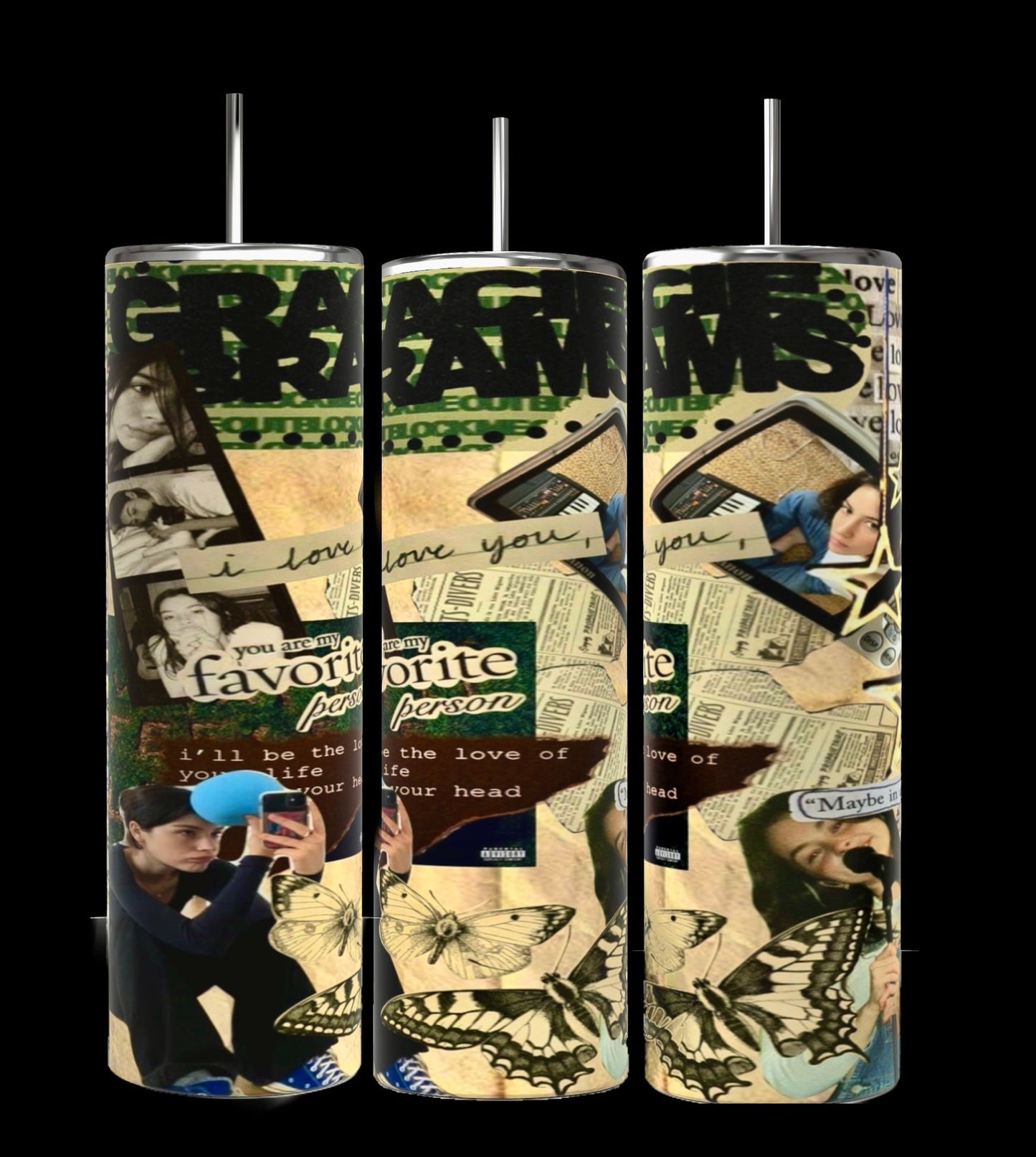 Gracie Abrams Dark Collage 20oz Stainless Steel Tumbler