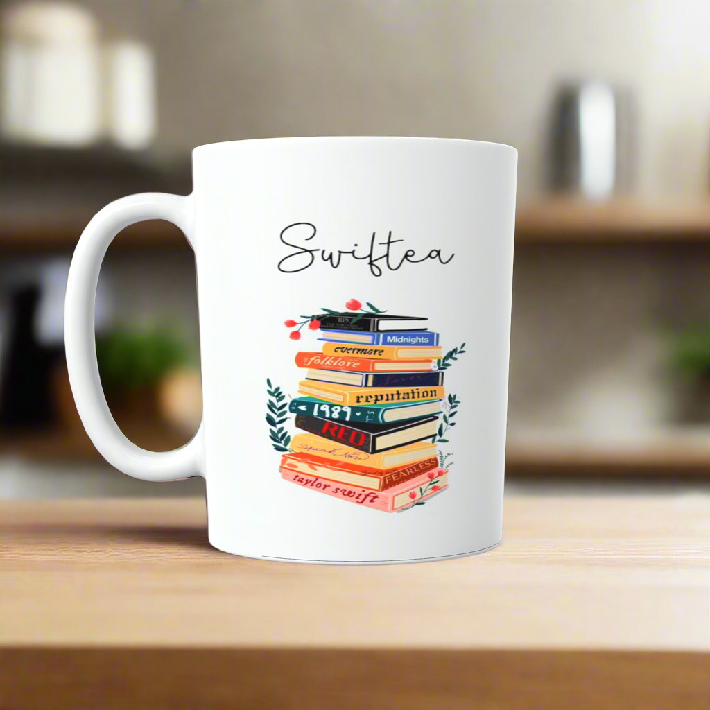 Swiftea Book Stack Mug – Aesthetic Gift for Fans
