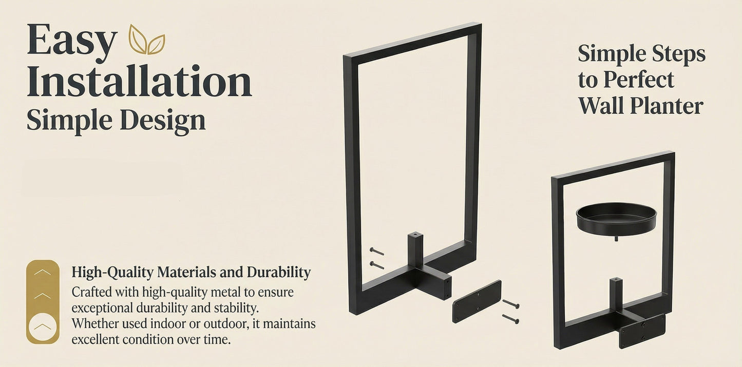 Metal Wall Frame Set with Shelf, Window-Style Holder for Small Pots & Home Decor