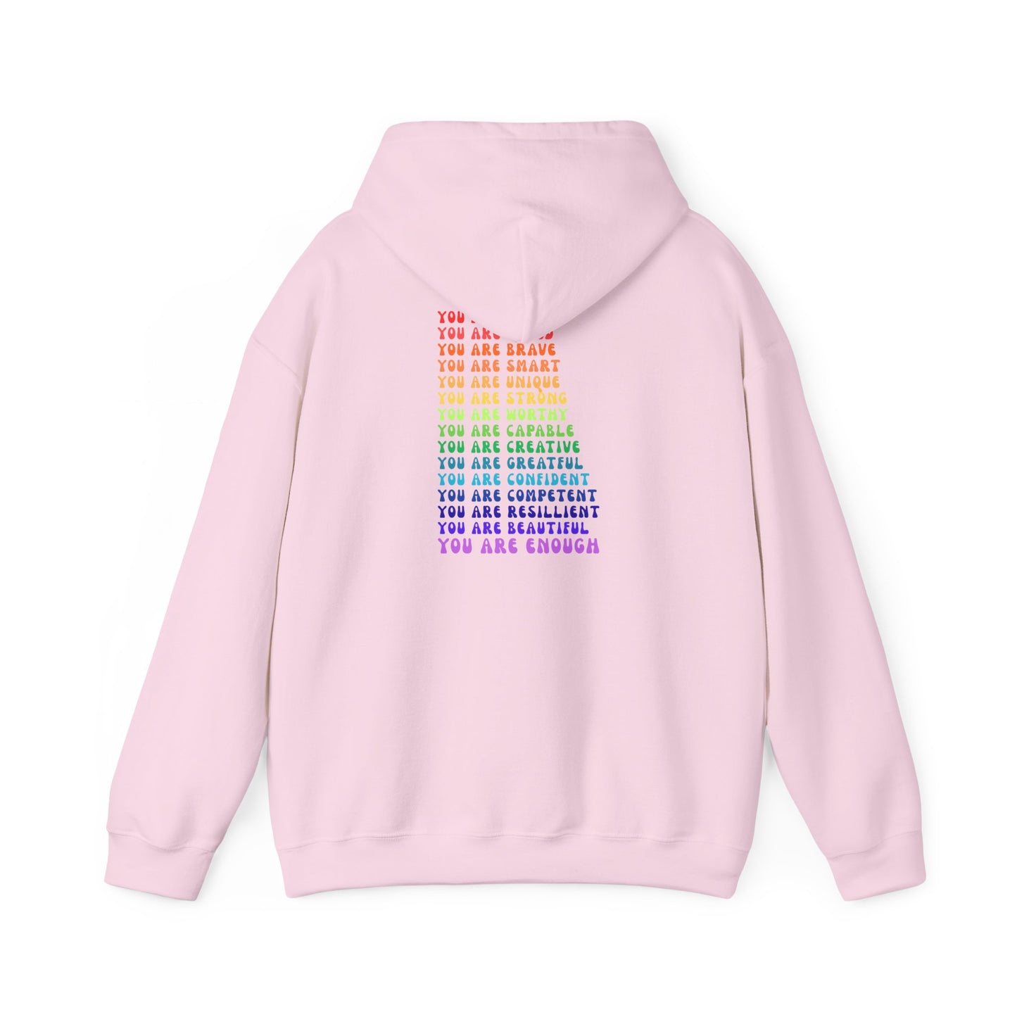 Colorful You Are Enough Motivational Hoodie, Unisex Sweatshirt, Casual Comfort Wear, Gift for Teens, Inspirational Clothing, Everyday Hoodie