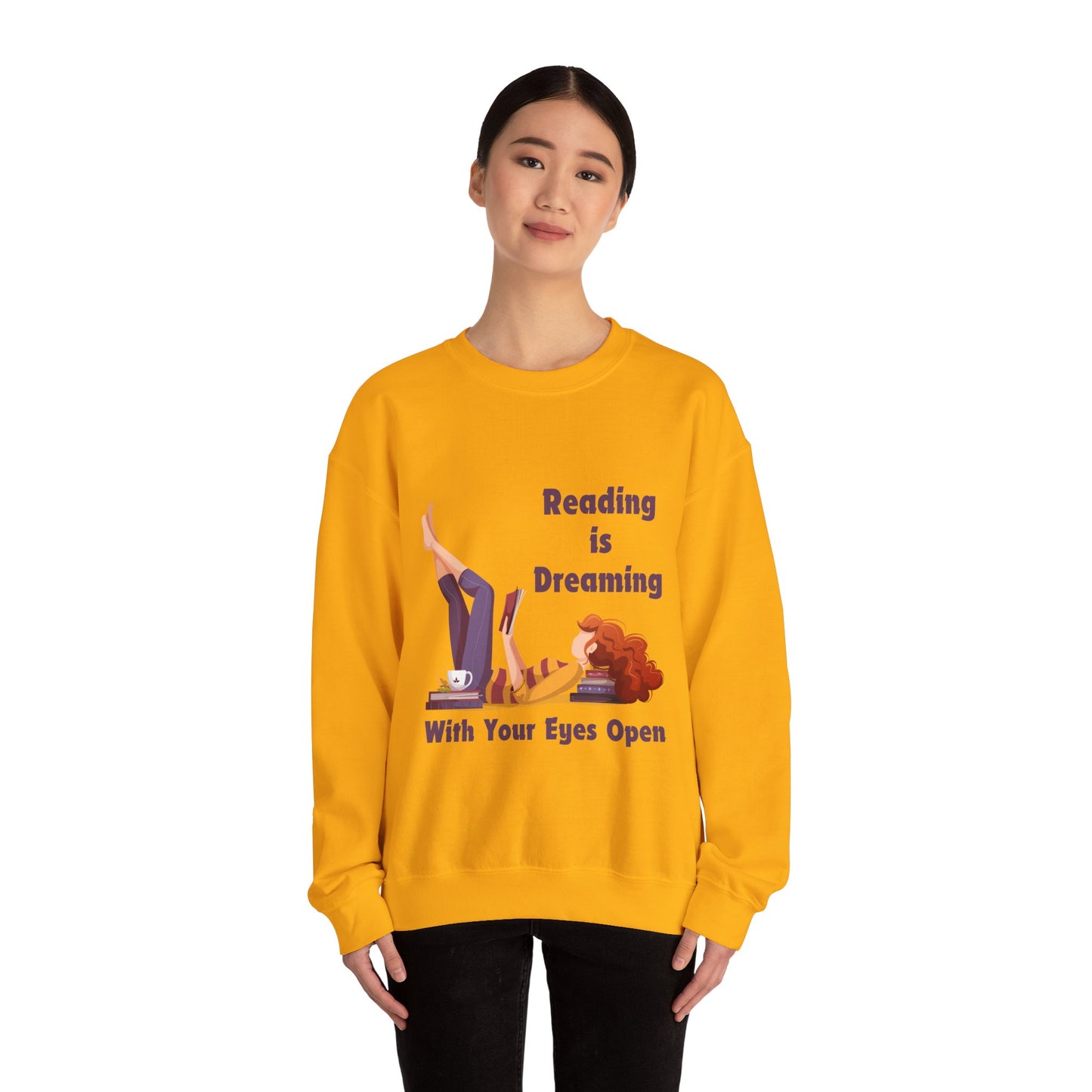 Reading is Dreaming With My Eyes Open... Sweatshirt, Perfect Gift for Book Lovers, Literary Apparel, Cozy Reading Gift, Cute Bookworm Crewneck