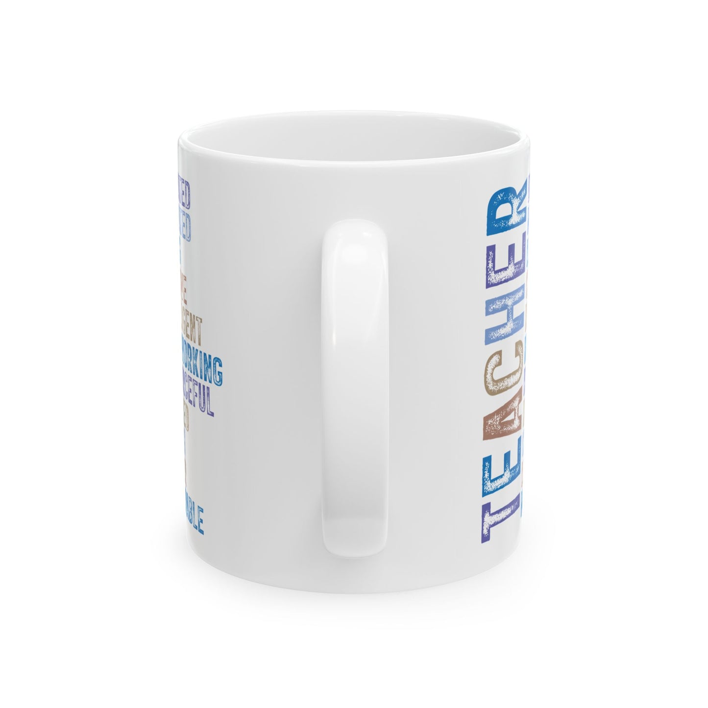 Blue Teacher Ceramic Mug — "Teacher" Vertical Design, Appreciation Gift for Educators (11oz, 15oz)
