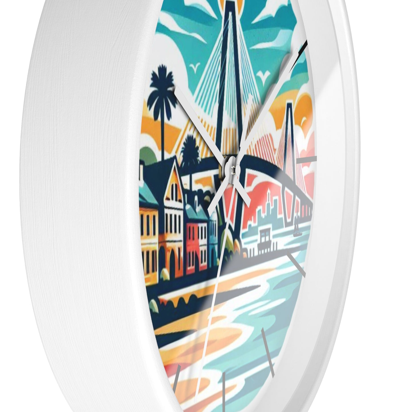 Charleston SC Wall Clock - Beach Vibes, Home Decor, Gift for Ocean Lovers, Tropical Artwork, Nautical Timepiece