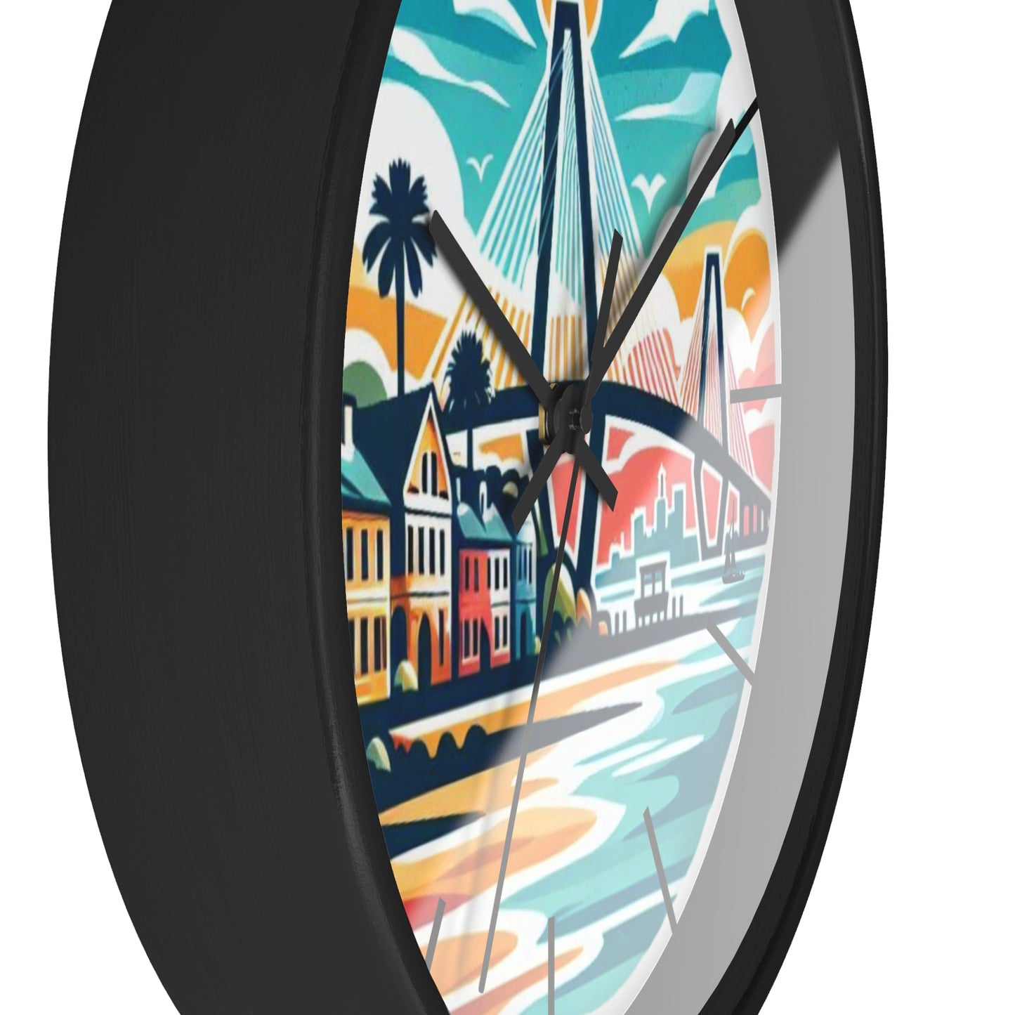 Charleston SC Wall Clock - Beach Vibes, Home Decor, Gift for Ocean Lovers, Tropical Artwork, Nautical Timepiece