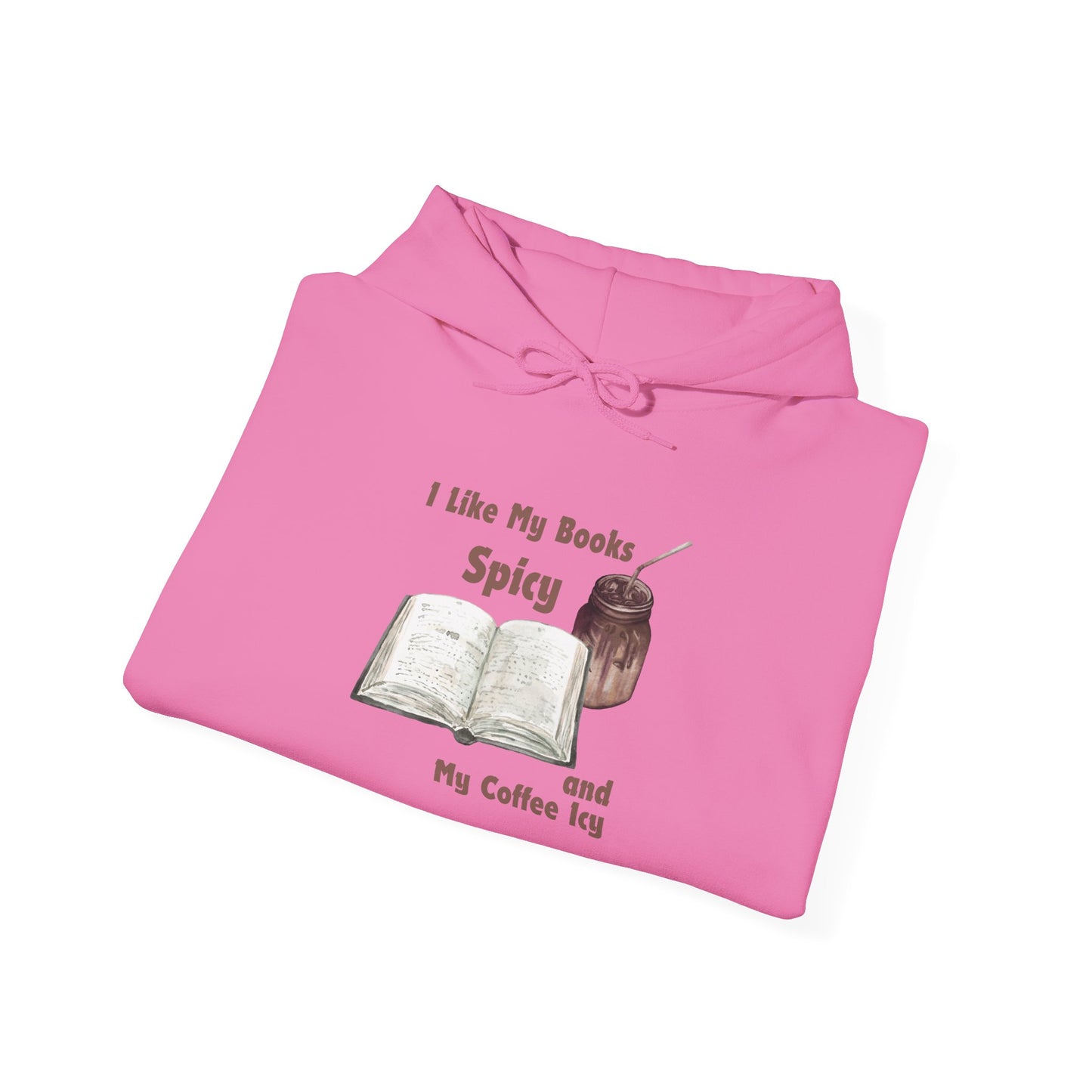 I Like My Books Spicy... Unisex Hooded Sweatshirt with Library Design, Cozy Literature Hoodie for Book Lovers, Perfect Gift for Readers, Literary [...]