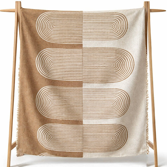 Zulu Throw Blanket – Neutral Textured Modern Throw for Sofa or Bed