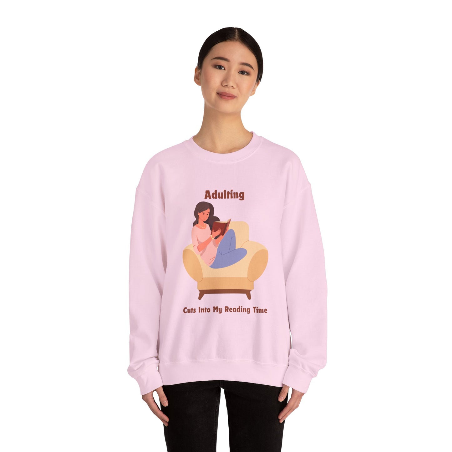 Adulting Cuts into My Reading Time Sweatshirt, Perfect Gift for Book Lovers, Literary Apparel, Cozy Reading Gift, Cute Bookworm Crewneck