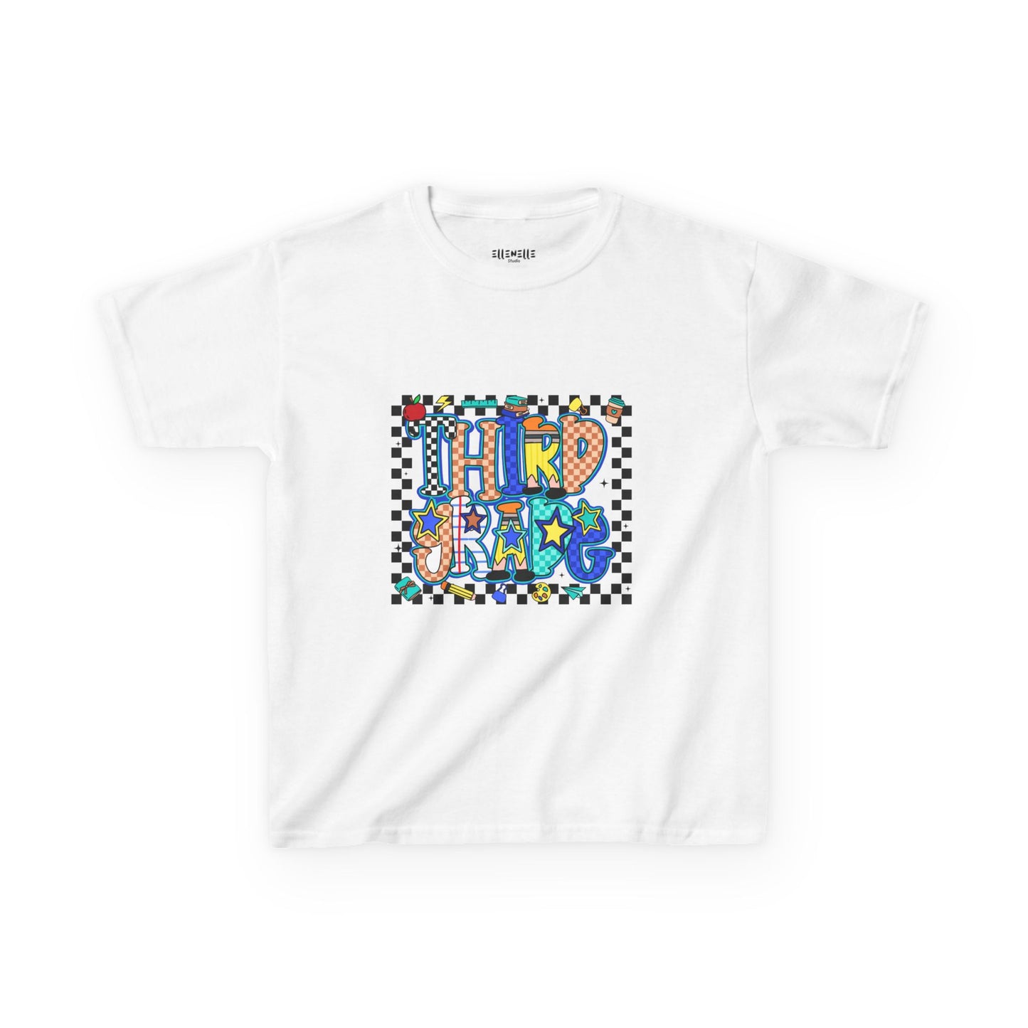 Third Grade T‑Shirt — Checkerboard Back-to-School Tee
