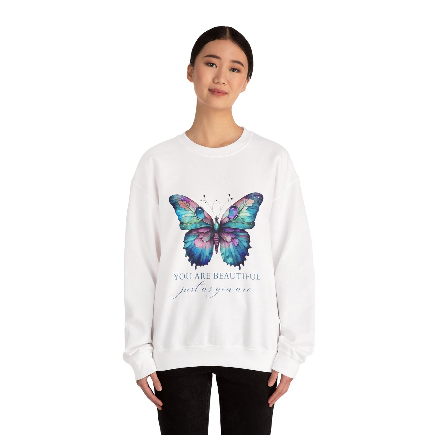 You Are  Beautiful Empowering Unisex Crewneck Sweatshirt, Affirmation Apparel, Motivational Gift, Cozy Self-Care Clothing, Inspirational Wear