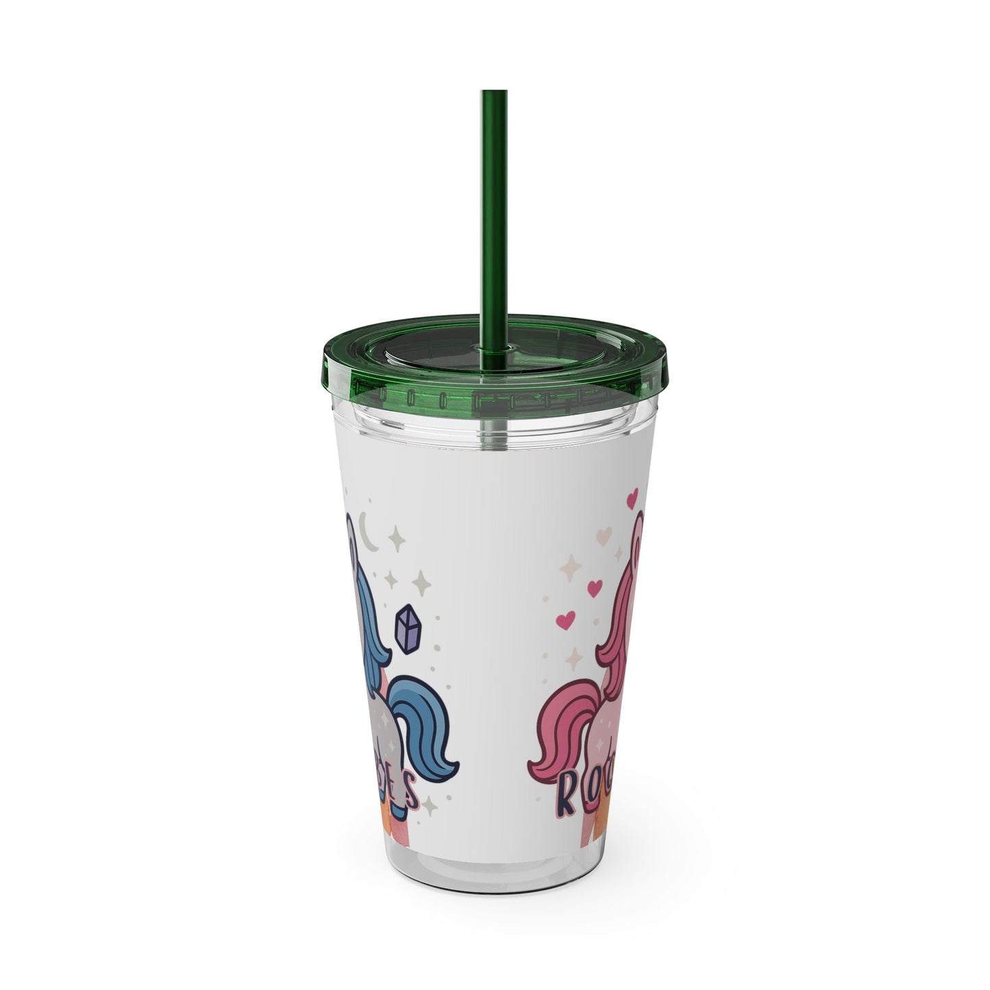 Tumbler Sunsplash Unicorn,  16oz Cup with Straw, Ideal for Kids, Rocking Good Vibes
