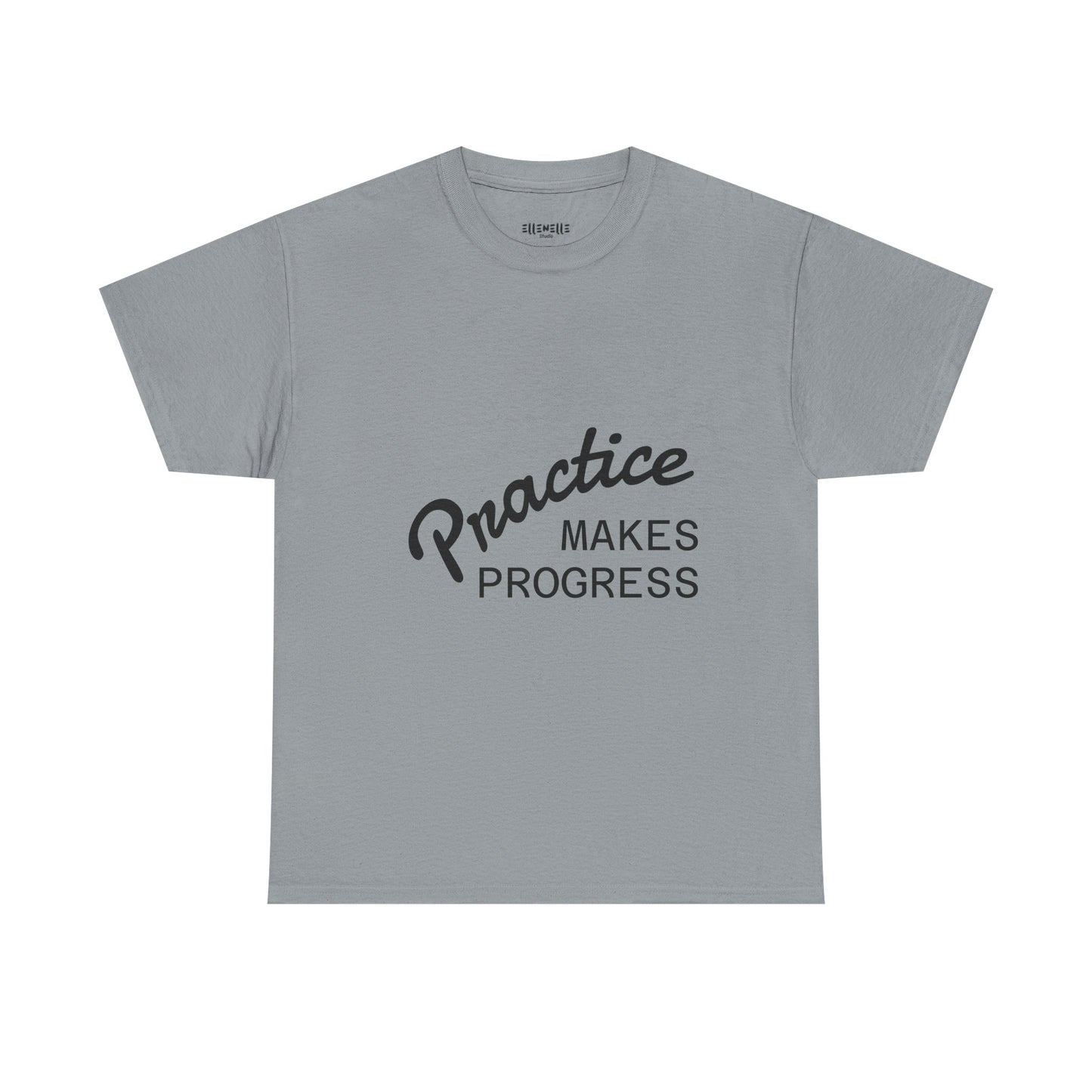 Unisex Heavy Cotton Tee with 'Practice Makes Progress'