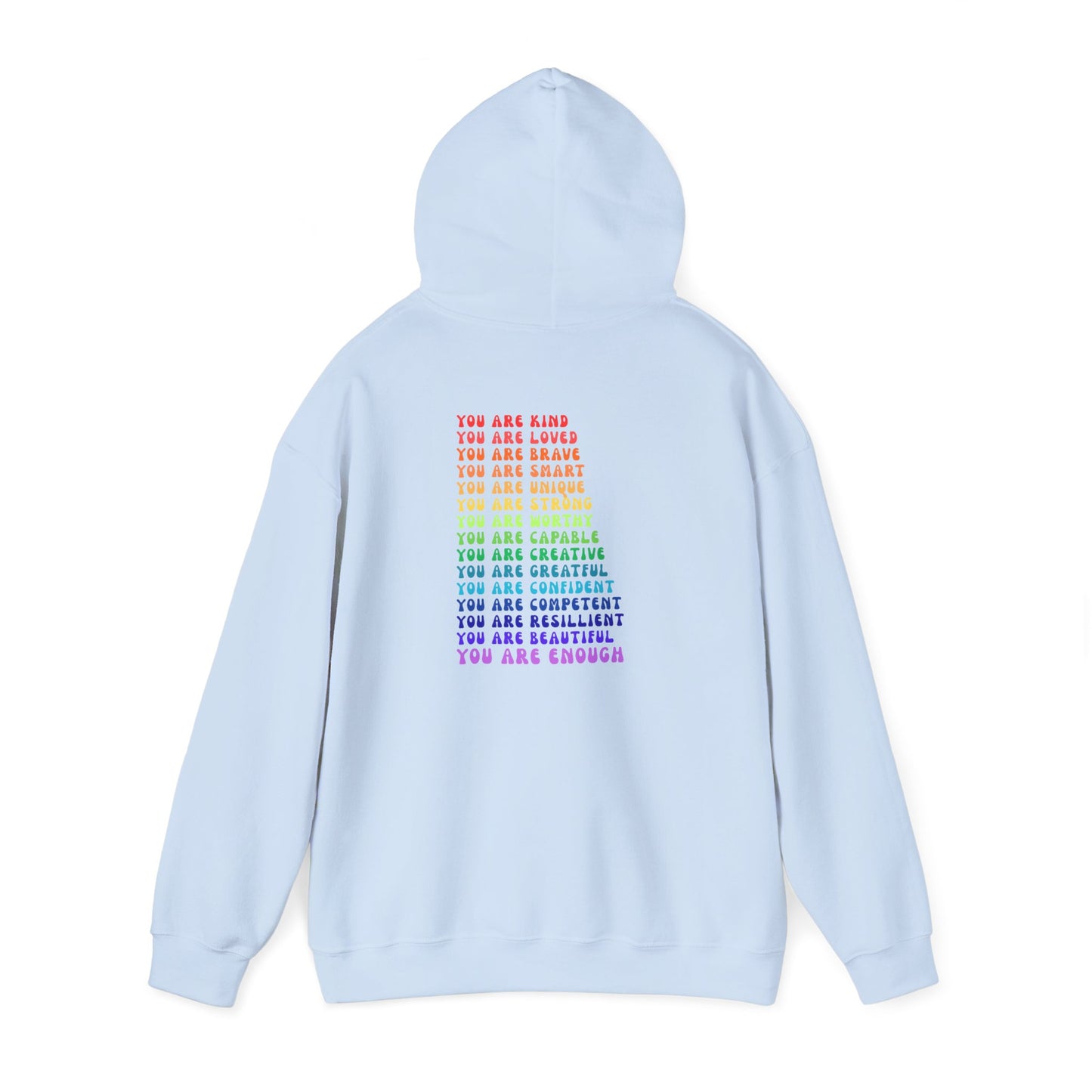 Colorful You Are Enough Motivational Hoodie, Unisex Sweatshirt, Casual Comfort Wear, Gift for Teens, Inspirational Clothing, Everyday Hoodie