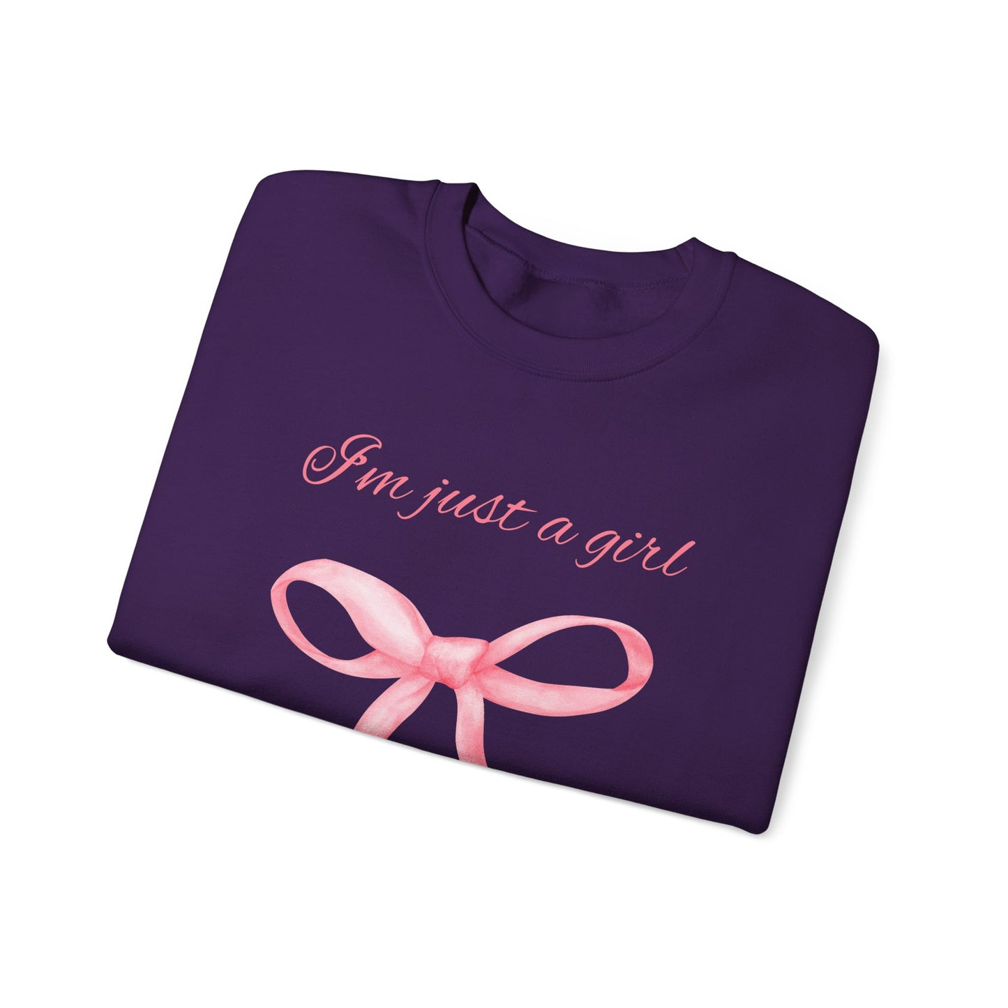 I'm Just a Girl, Pink Bow Sweatshirt, Cozy Sweatshirt, Perfect Gift for Pink Bow Lovers, Crewneck