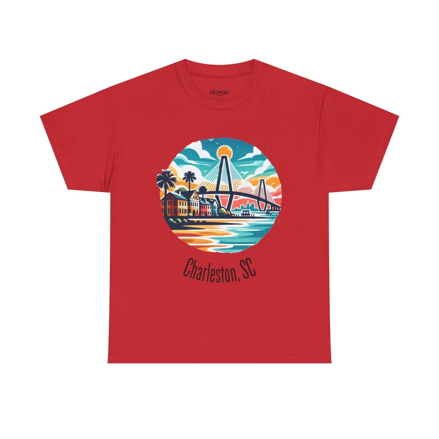 Charleston SC Unisex Heavy Cotton Tee, Beach Vibes Shirt, Casual Wear, Travel Souvenir, Retro Graphic T-shirt, Gift for Him/Her