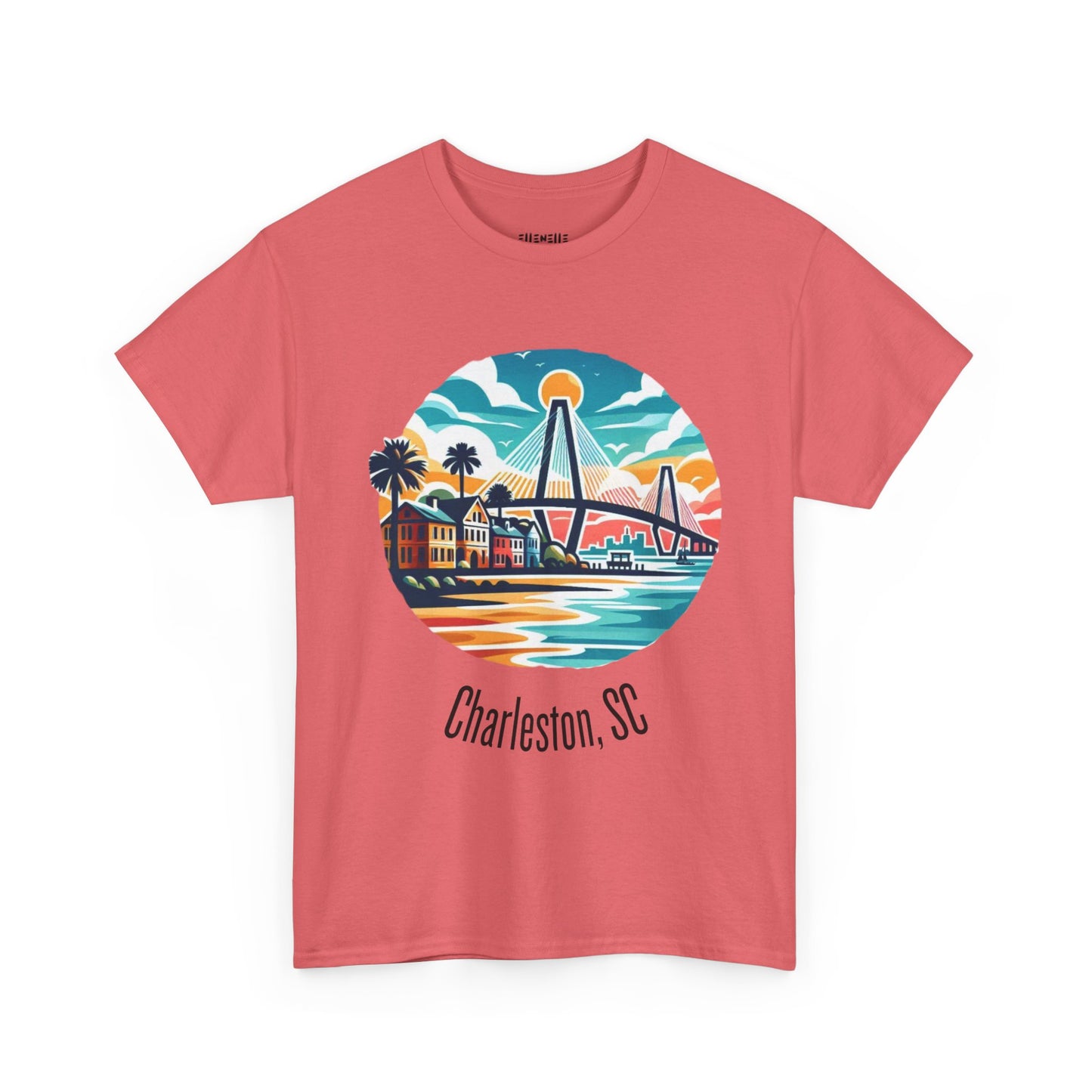 Charleston SC Unisex Heavy Cotton Tee, Beach Vibes Shirt, Casual Wear, Travel Souvenir, Retro Graphic T-shirt, Gift for Him/Her