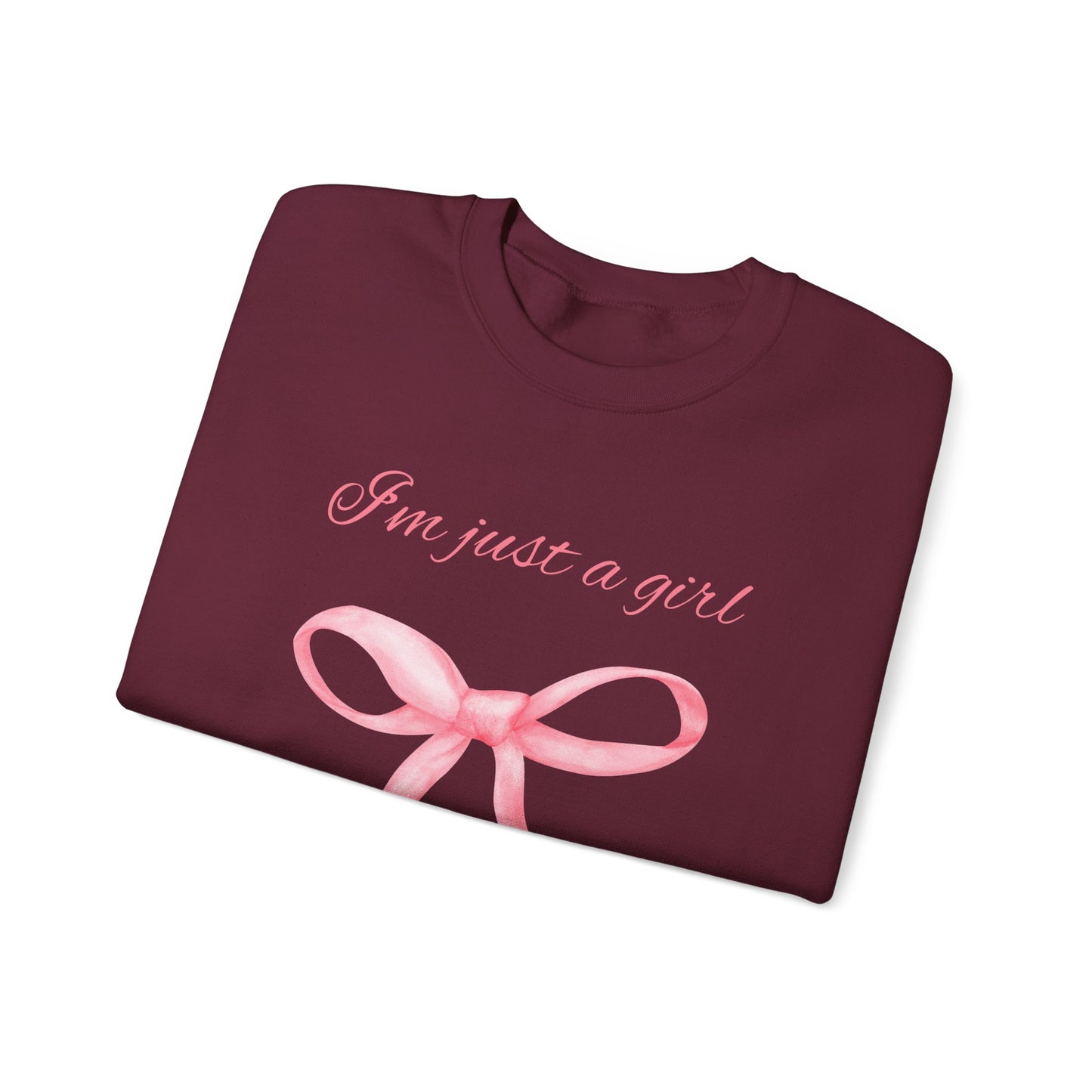 I'm Just a Girl, Pink Bow Sweatshirt, Cozy Sweatshirt, Perfect Gift for Pink Bow Lovers, Crewneck