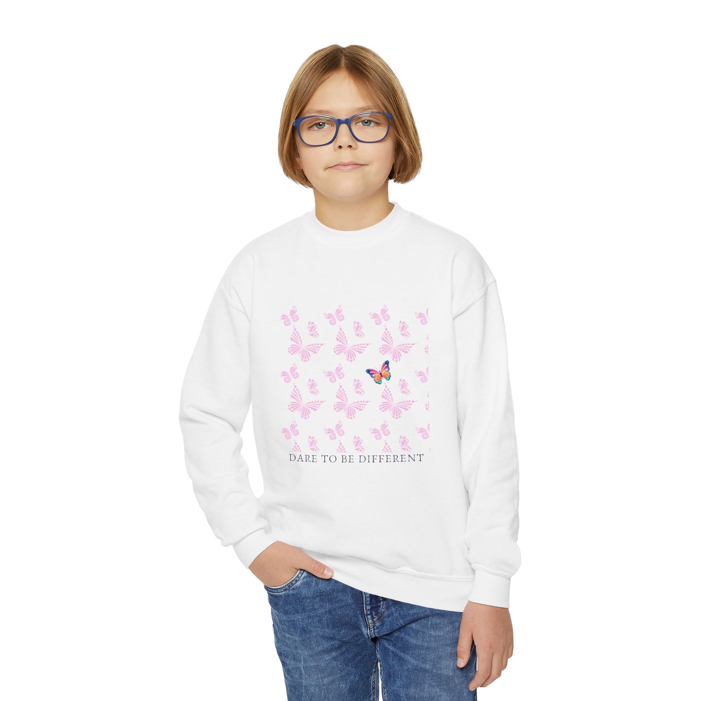 Dare To Be Different Empowering Youth Crewneck Sweatshirt, Inspirational Apparel, Affirmation Gift, Motivational Sweatshirt, Positive Vibes Clothing