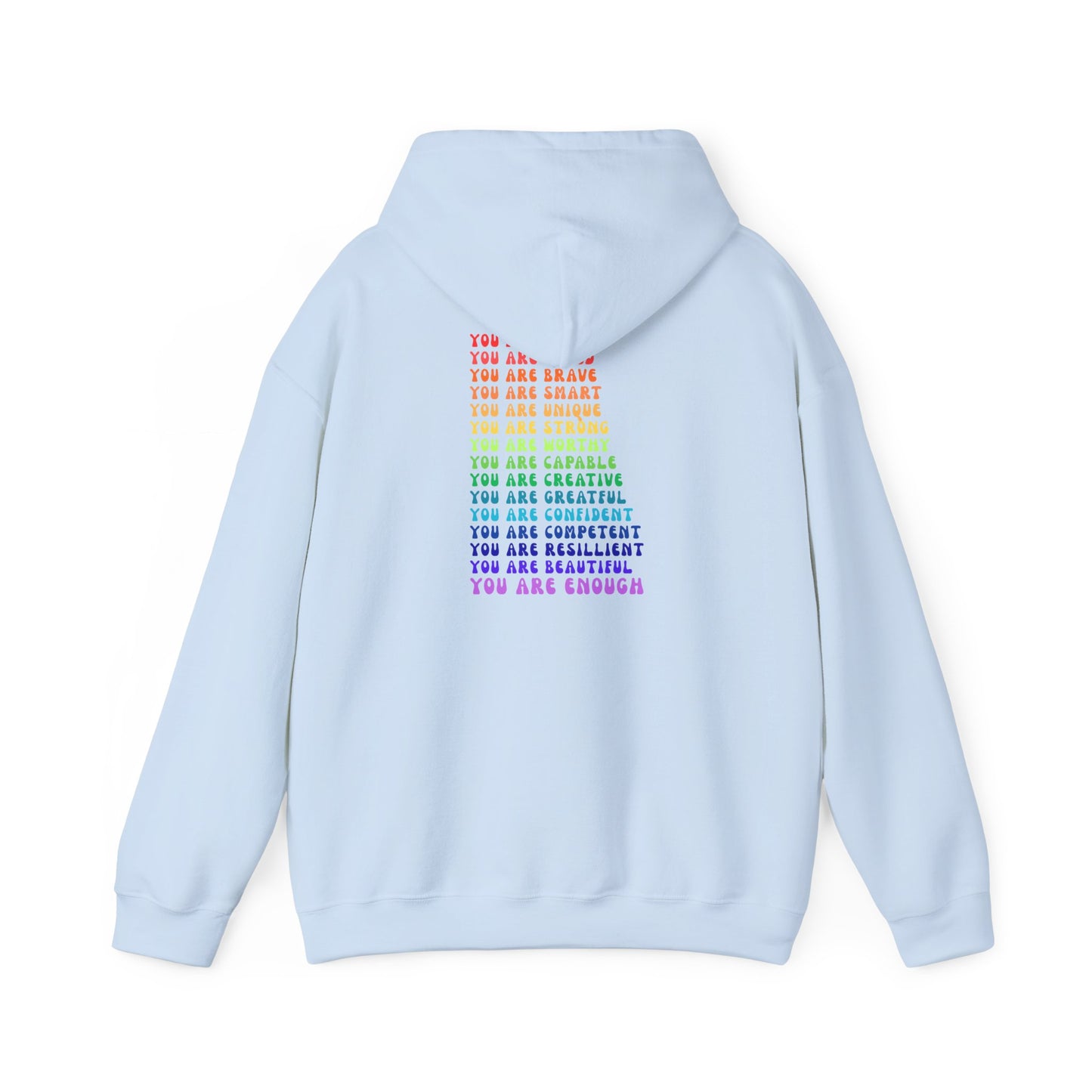Colorful You Are Enough Motivational Hoodie, Unisex Sweatshirt, Casual Comfort Wear, Gift for Teens, Inspirational Clothing, Everyday Hoodie