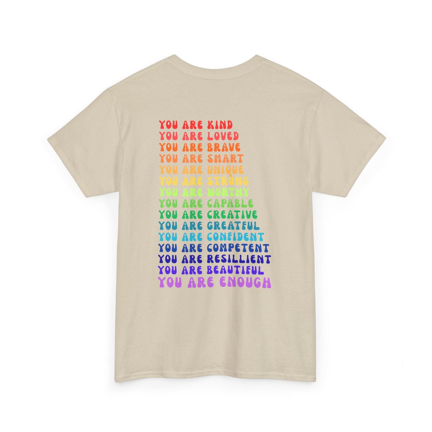 Colorful You Are Enough Empowering Unisex Heavy Cotton Tee, Self-Love T-Shirt, Affirmation Apparel, Gift for Friends, Motivational Clothing
