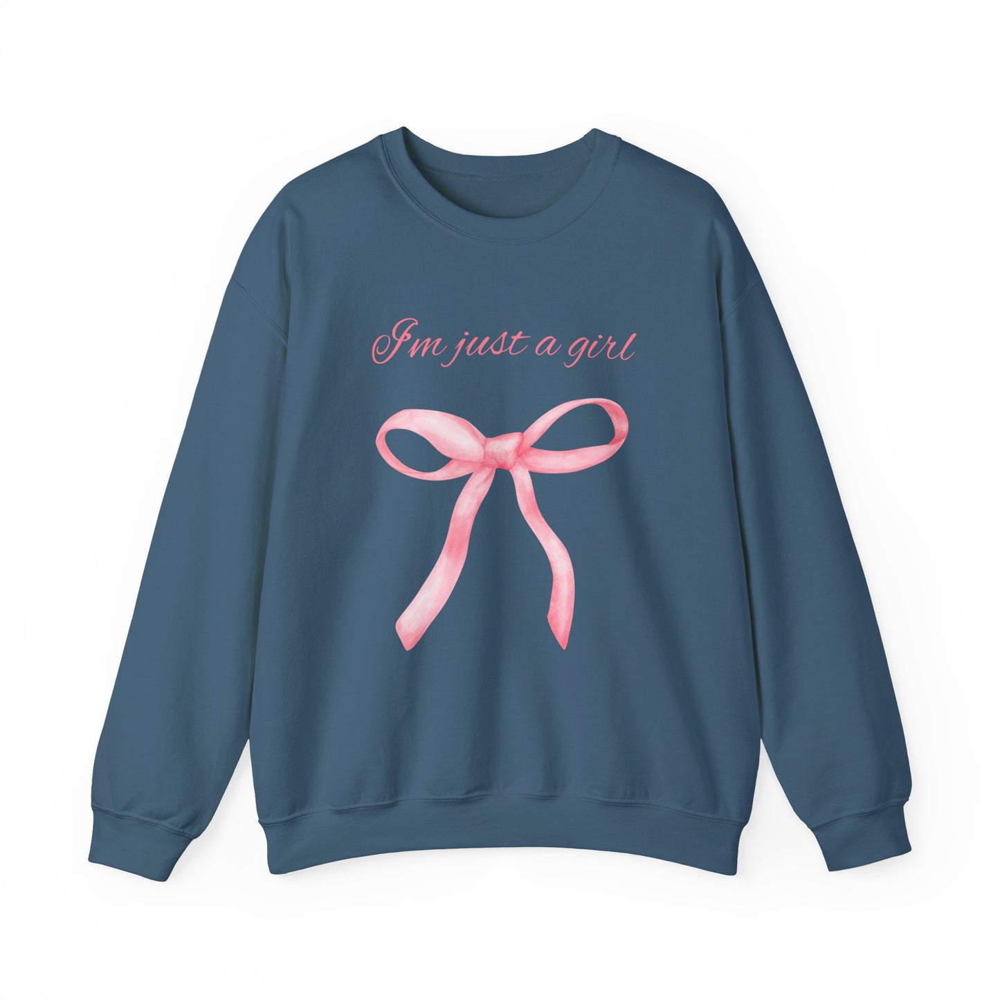 I'm Just a Girl, Pink Bow Sweatshirt, Cozy Sweatshirt, Perfect Gift for Pink Bow Lovers, Crewneck