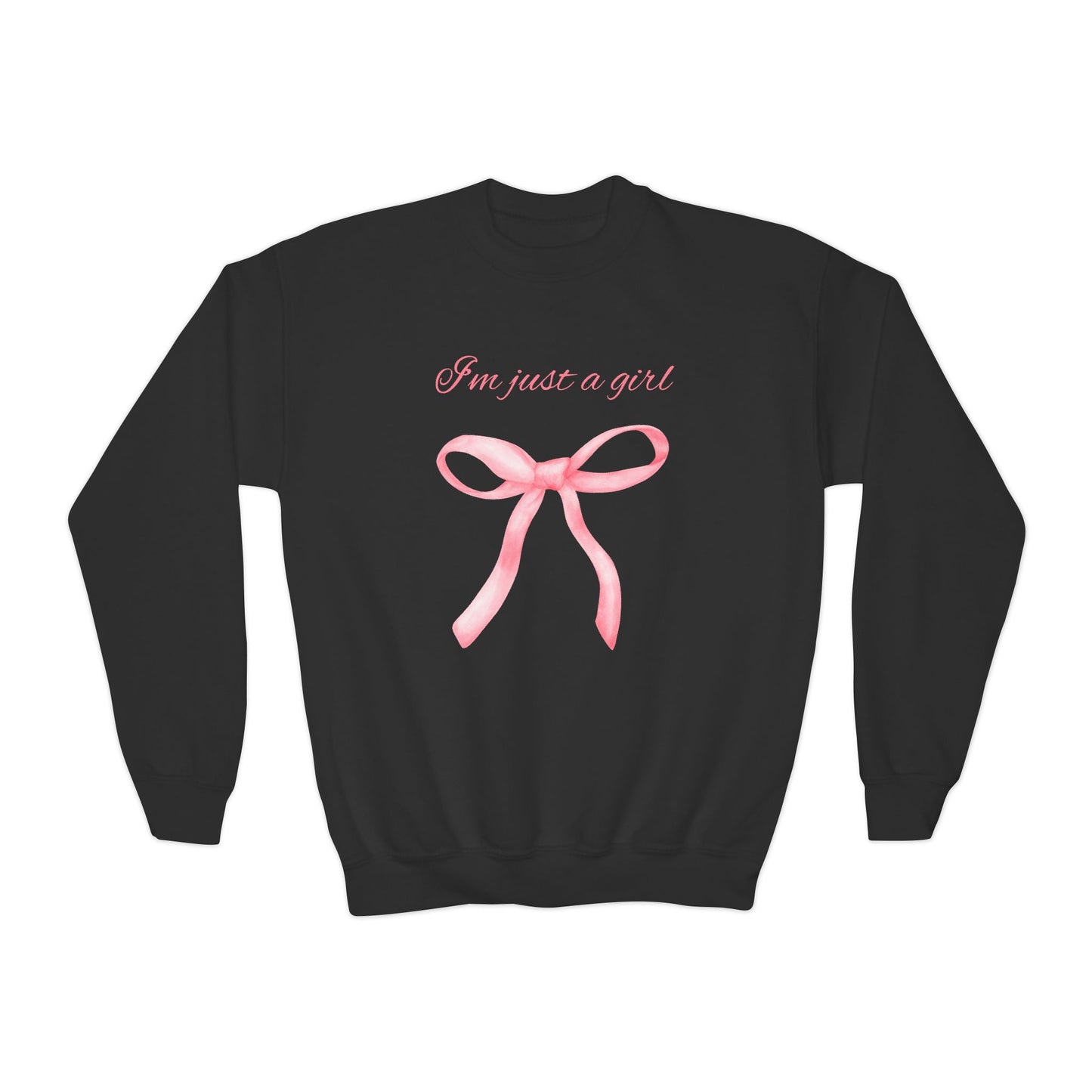 I'm Just a Girl, Pink Bow Sweatshirt, Youth Crewneck Sweatshirt, Kids Apparel