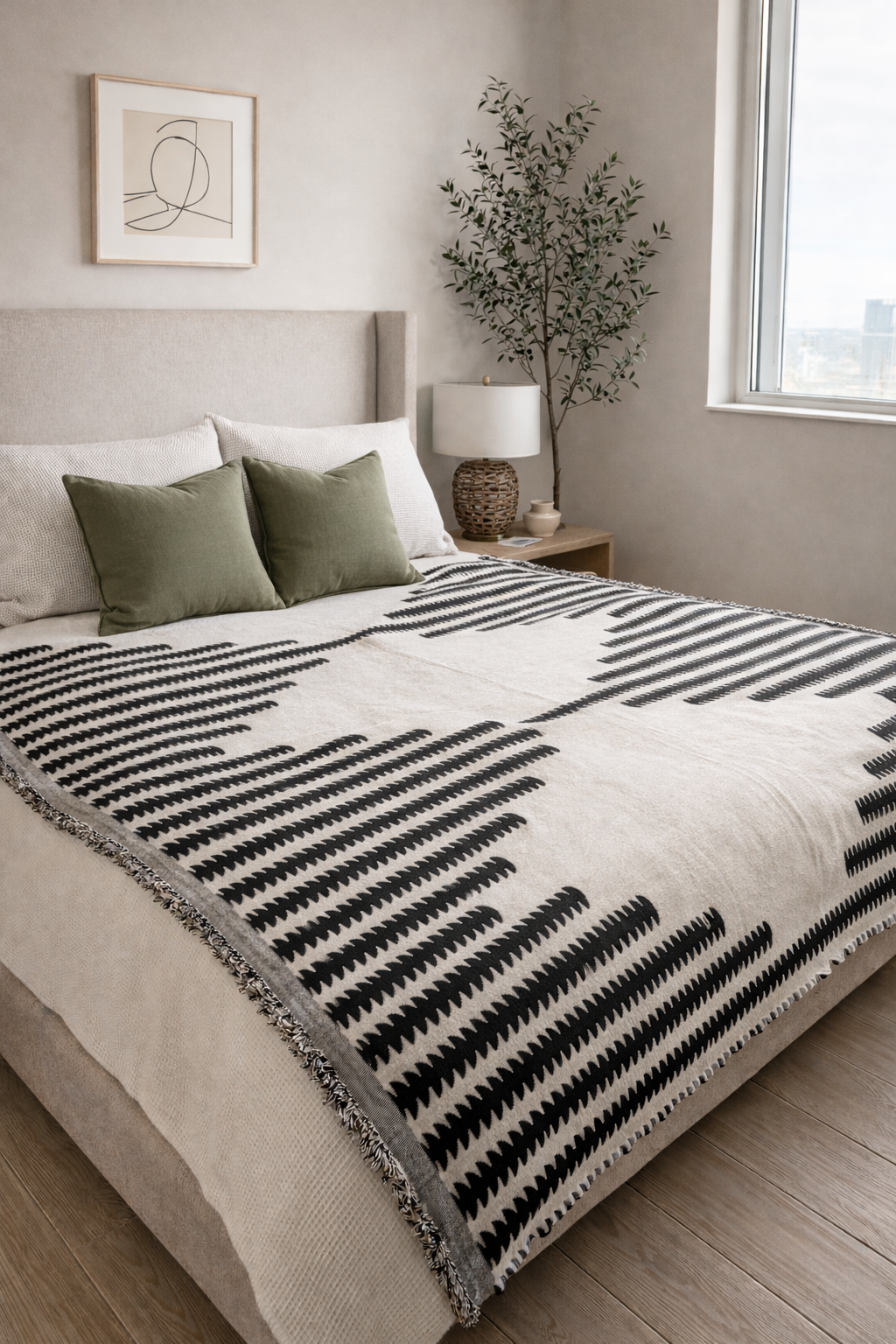 Amira Throw Blanket – Soft Neutral Cozy Throw for Bed or Sofa