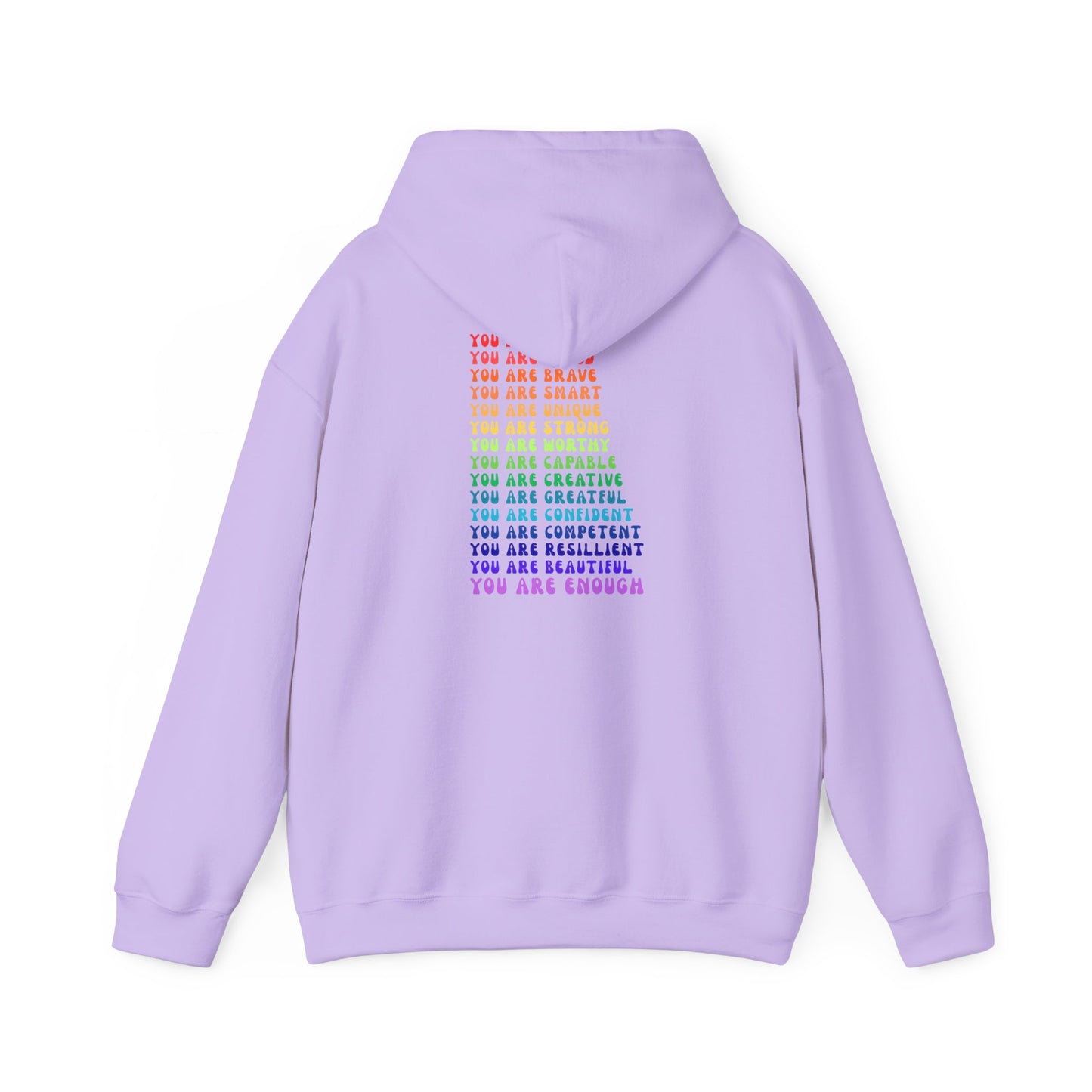 Colorful You Are Enough Motivational Hoodie, Unisex Sweatshirt, Casual Comfort Wear, Gift for Teens, Inspirational Clothing, Everyday Hoodie