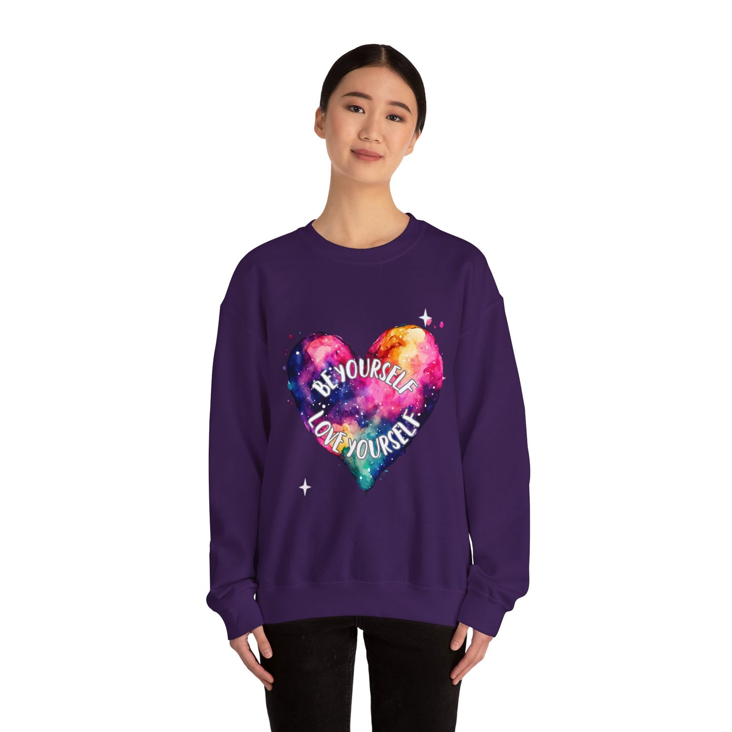 Be Yourself Love Yourself Empowering Unisex Crewneck Sweatshirt, Affirmation Apparel, Motivational Gift, Cozy Self-Care Clothing, Inspirational Wear