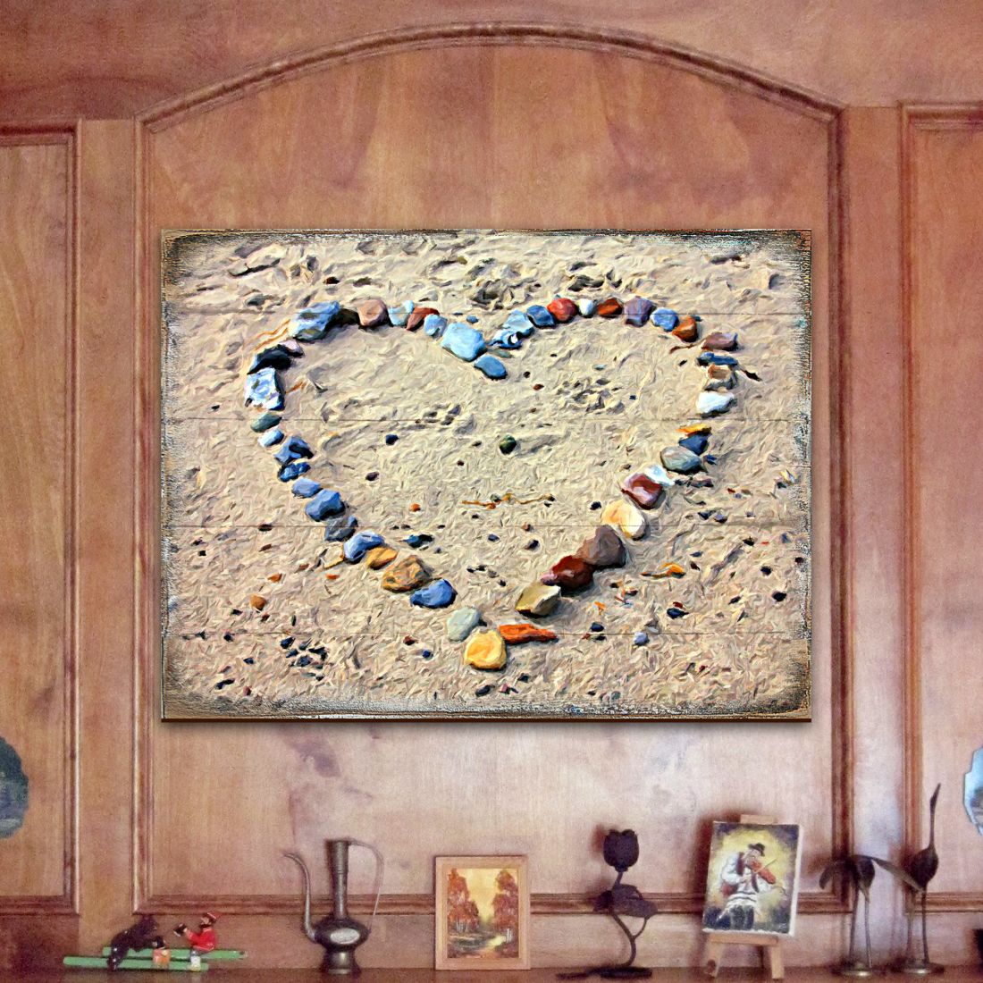 Sperber Heart Wooden Coastal Wall Art by Nature Wonders - Coastal Sea-Life Decor - 95254B
