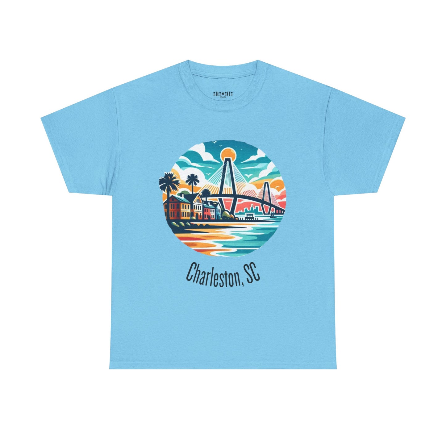 Charleston SC Unisex Heavy Cotton Tee, Beach Vibes Shirt, Casual Wear, Travel Souvenir, Retro Graphic T-shirt, Gift for Him/Her
