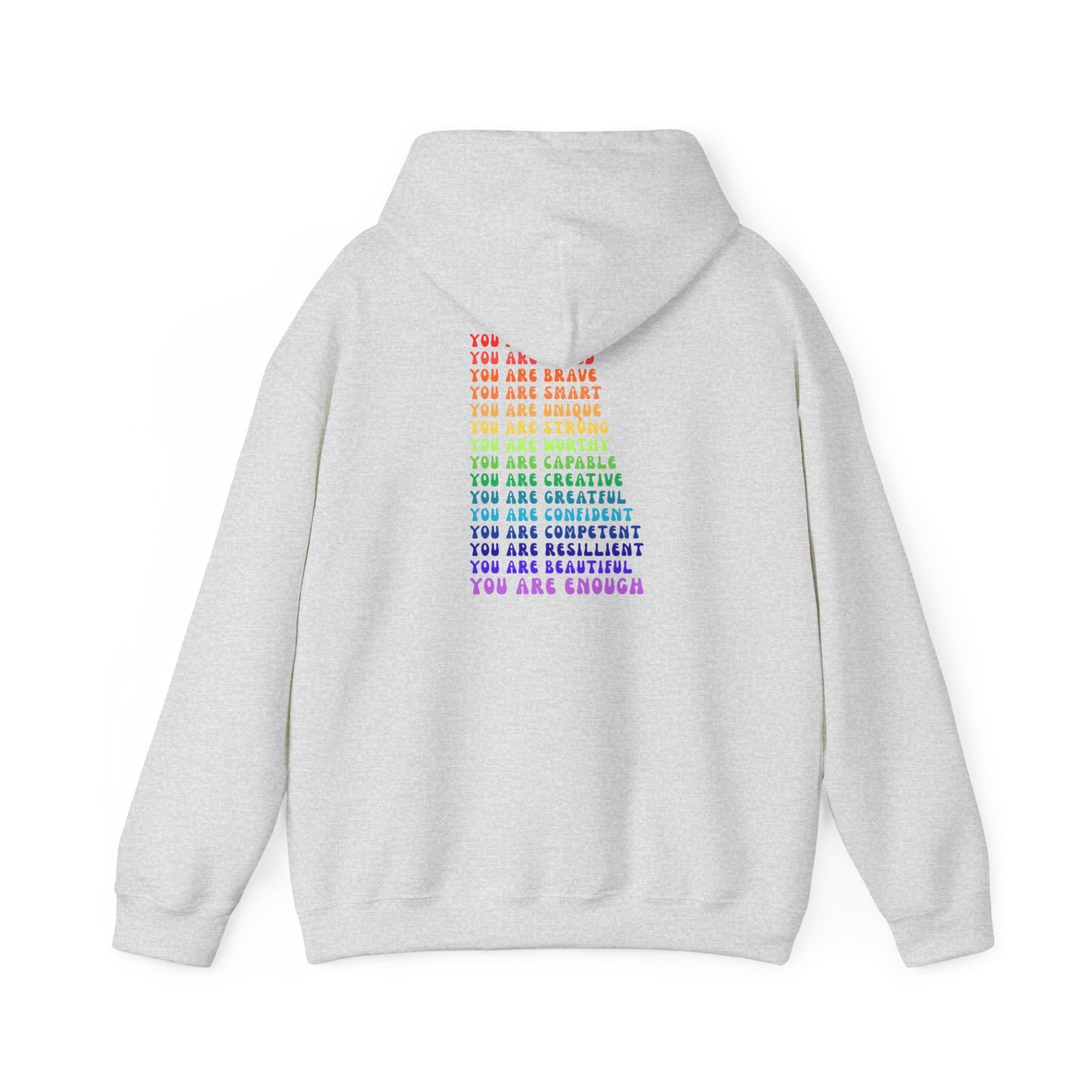 Colorful You Are Enough Motivational Hoodie, Unisex Sweatshirt, Casual Comfort Wear, Gift for Teens, Inspirational Clothing, Everyday Hoodie