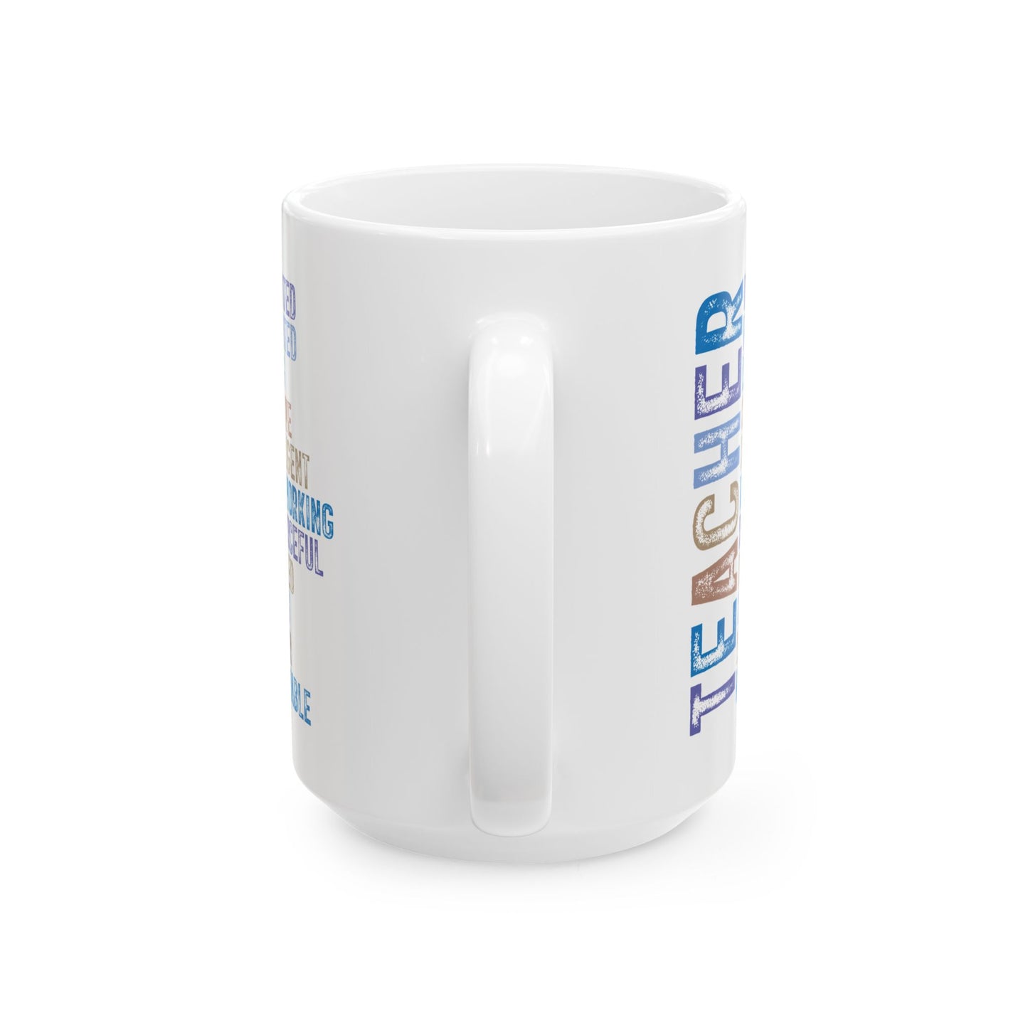 Blue Teacher Ceramic Mug — "Teacher" Vertical Design, Appreciation Gift for Educators (11oz, 15oz)