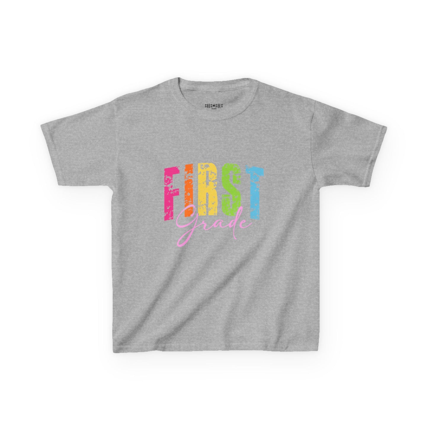 Distressed First Grade T‑Shirt — Bright Back-to-School Tee