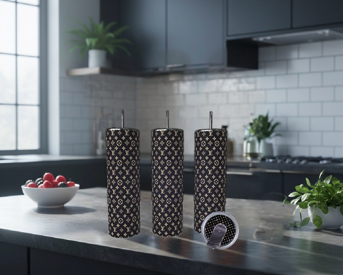 Dark 20 oz Stainless Steel Tumbler with Lid Topper