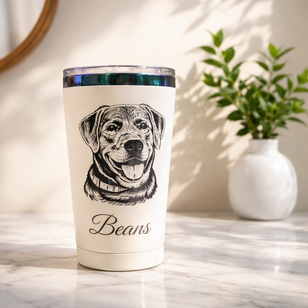 20oz Rainbow Stainless Steel Pet Portrait Tumbler