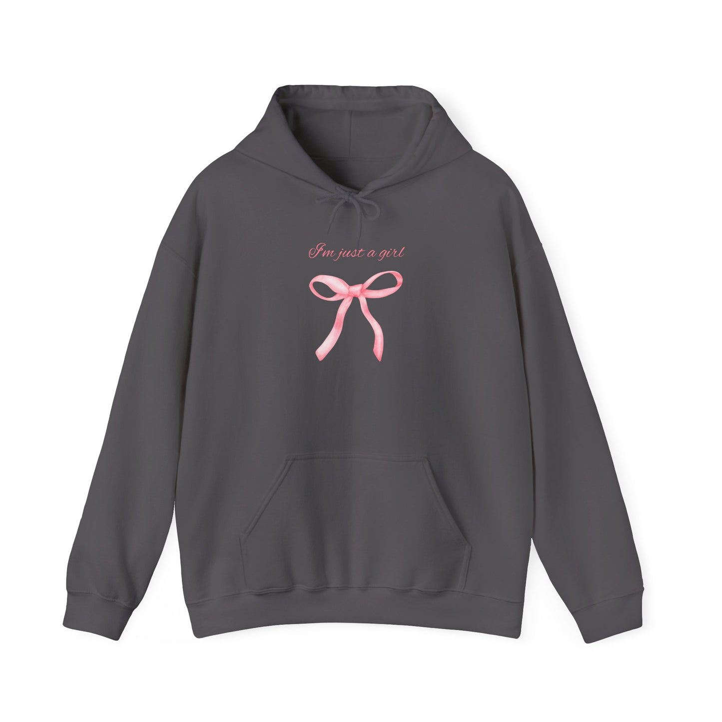 I'm Just a Girl, Pink Bow Sweatshirt Hooded Sweatshirt, Cozy Hoodie, Perfect Gift for Pink Bow Lovers