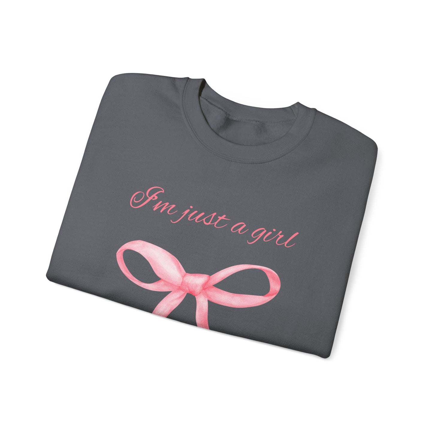 I'm Just a Girl, Pink Bow Sweatshirt, Cozy Sweatshirt, Perfect Gift for Pink Bow Lovers, Crewneck