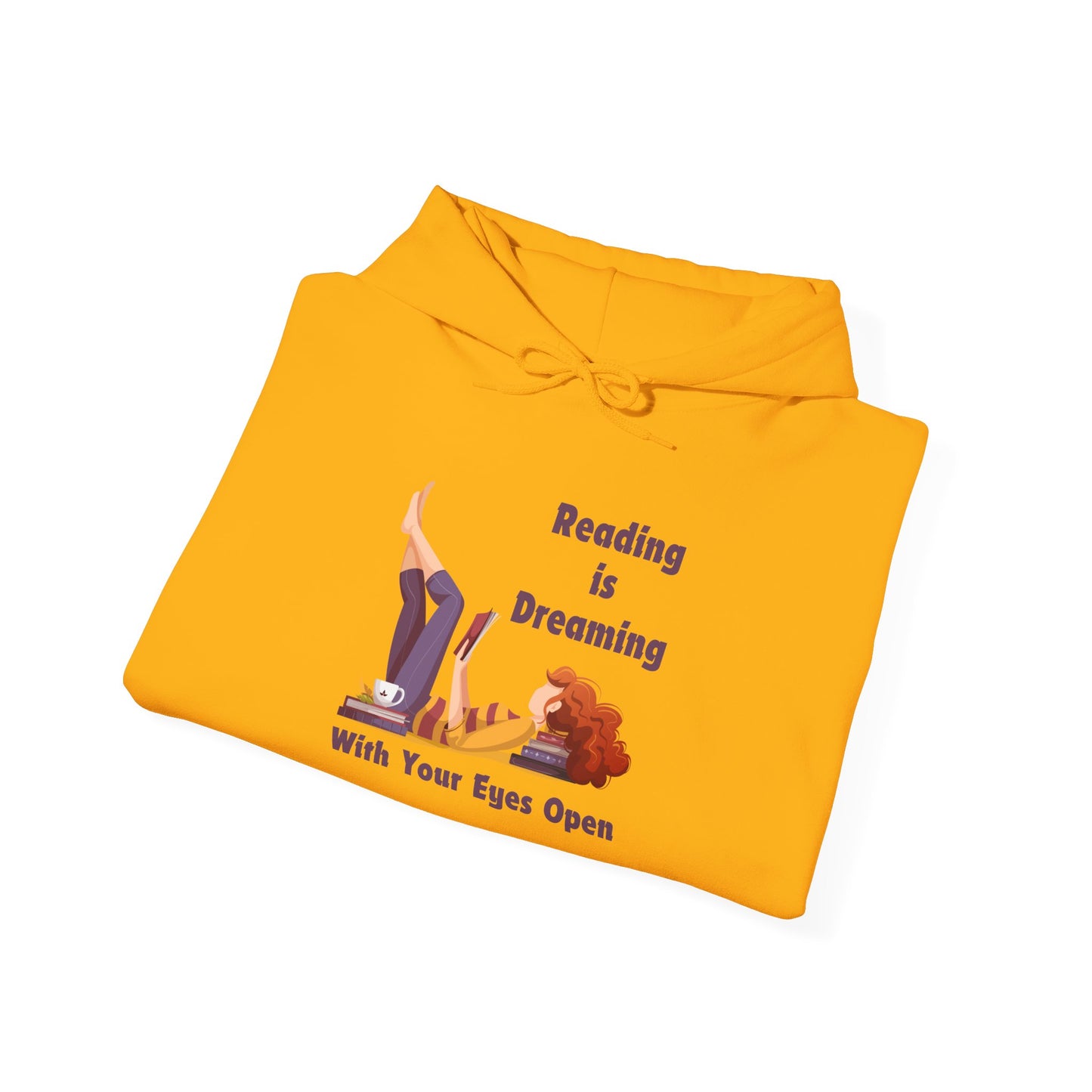 Reading is Dreaming With My Eyes Open... Unisex Hooded Sweatshirt with Library Design, Cozy Literature Hoodie for Book Lovers, Perfect Gift for Readers, Literary [...]