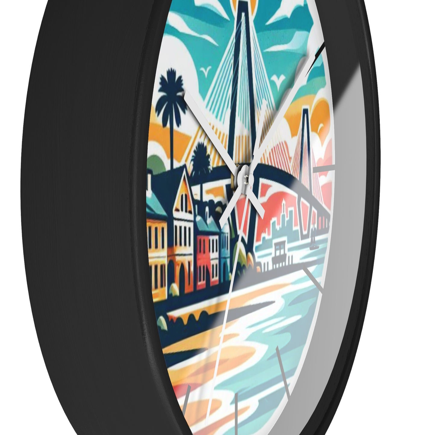 Charleston SC Wall Clock - Beach Vibes, Home Decor, Gift for Ocean Lovers, Tropical Artwork, Nautical Timepiece