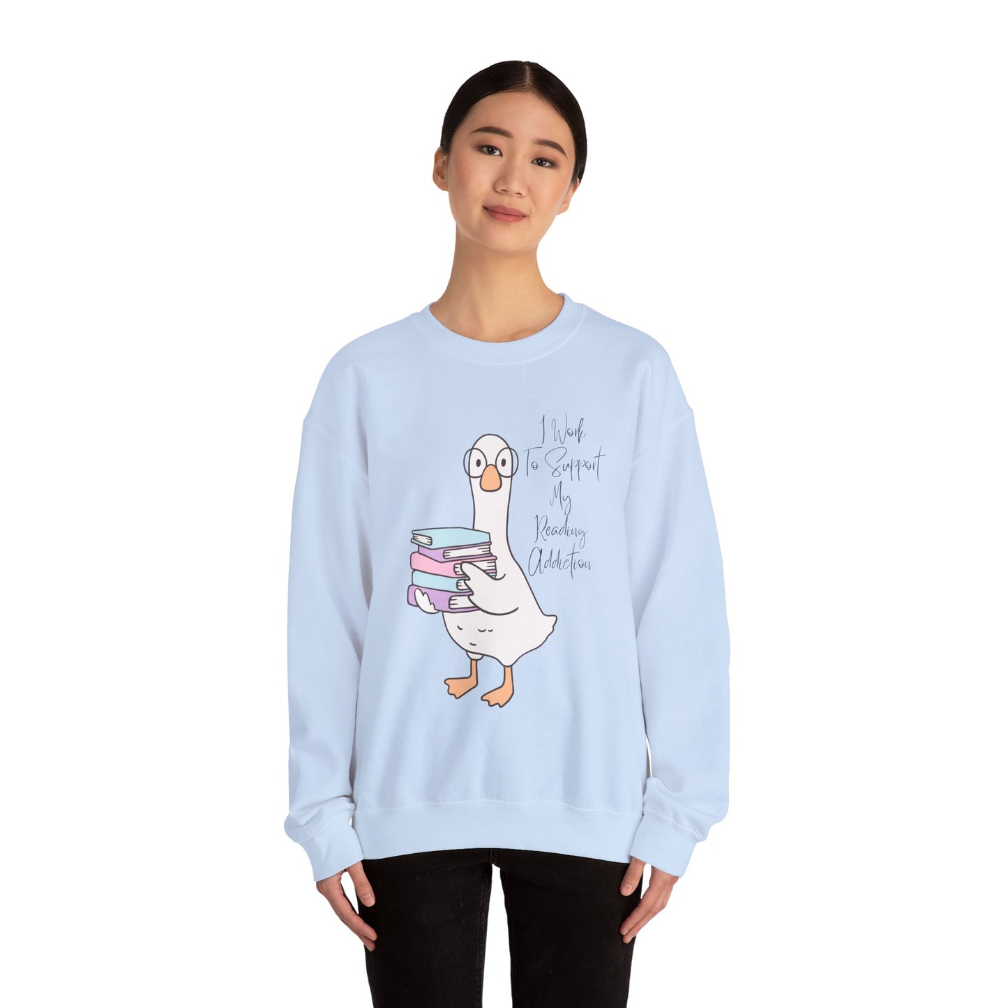 I Work to Support My Reading Addiction Sweatshirt, Perfect Gift for Book Lovers, Literary Apparel, Cozy Reading Gift, Cute Bookworm Crewneck