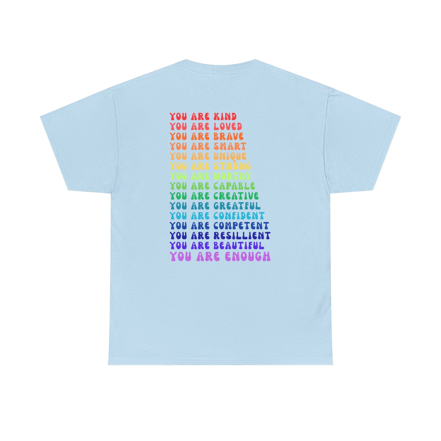 Colorful You Are Enough Empowering Unisex Heavy Cotton Tee, Self-Love T-Shirt, Affirmation Apparel, Gift for Friends, Motivational Clothing