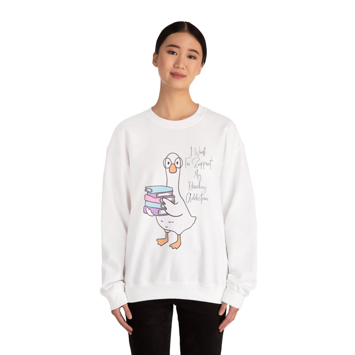 I Work to Support My Reading Addiction Sweatshirt, Perfect Gift for Book Lovers, Literary Apparel, Cozy Reading Gift, Cute Bookworm Crewneck