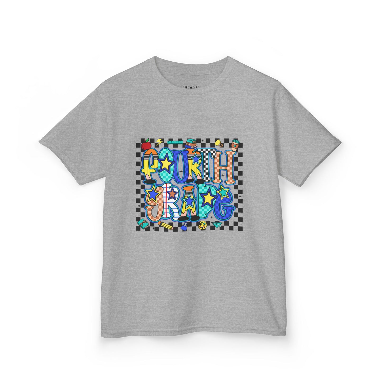 Fourth Grade T‑Shirt — Checkerboard Back-to-School Tee