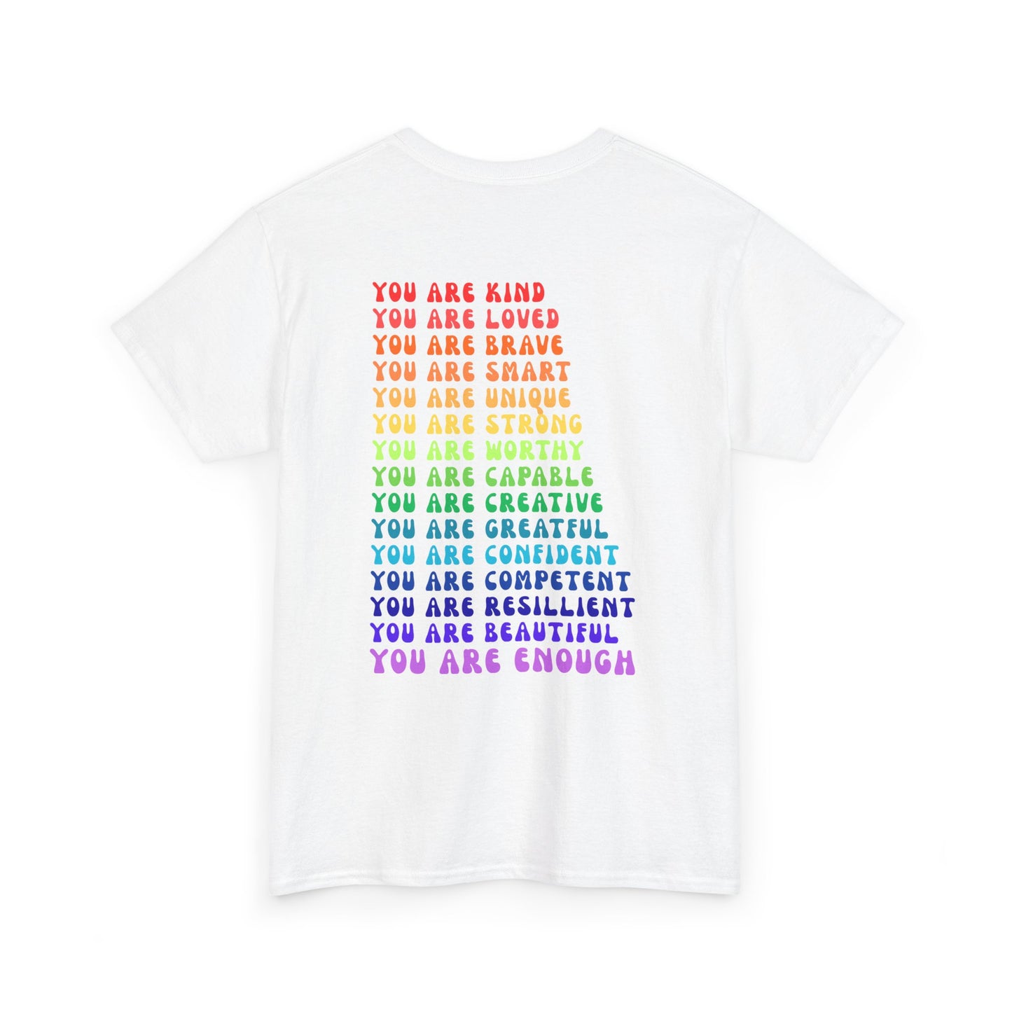 Colorful You Are Enough Empowering Unisex Heavy Cotton Tee, Self-Love T-Shirt, Affirmation Apparel, Gift for Friends, Motivational Clothing