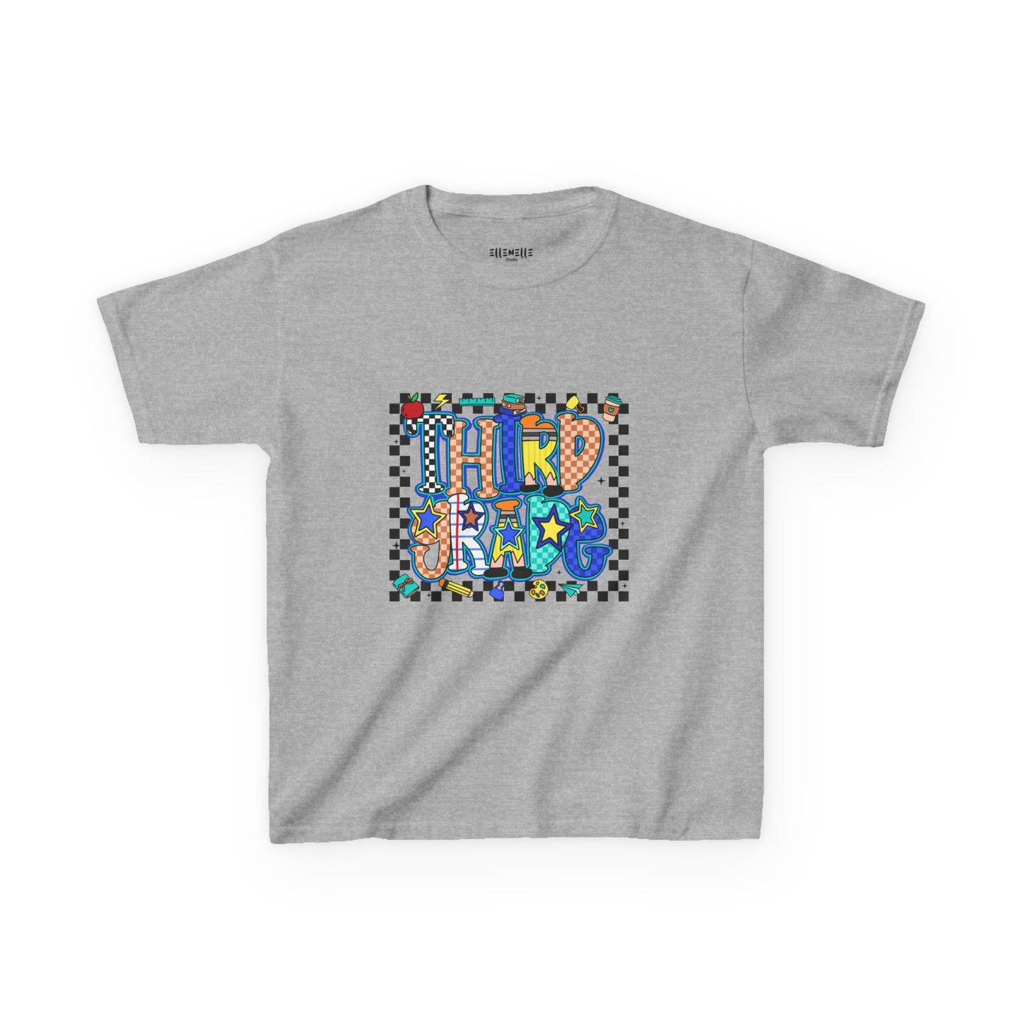 Third Grade T‑Shirt — Checkerboard Back-to-School Tee
