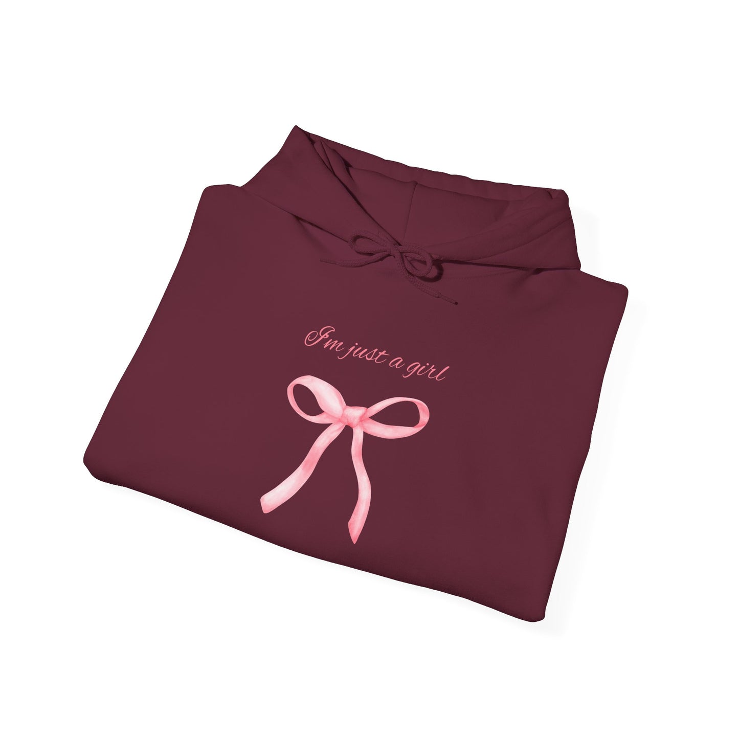 I'm Just a Girl, Pink Bow Sweatshirt Hooded Sweatshirt, Cozy Hoodie, Perfect Gift for Pink Bow Lovers