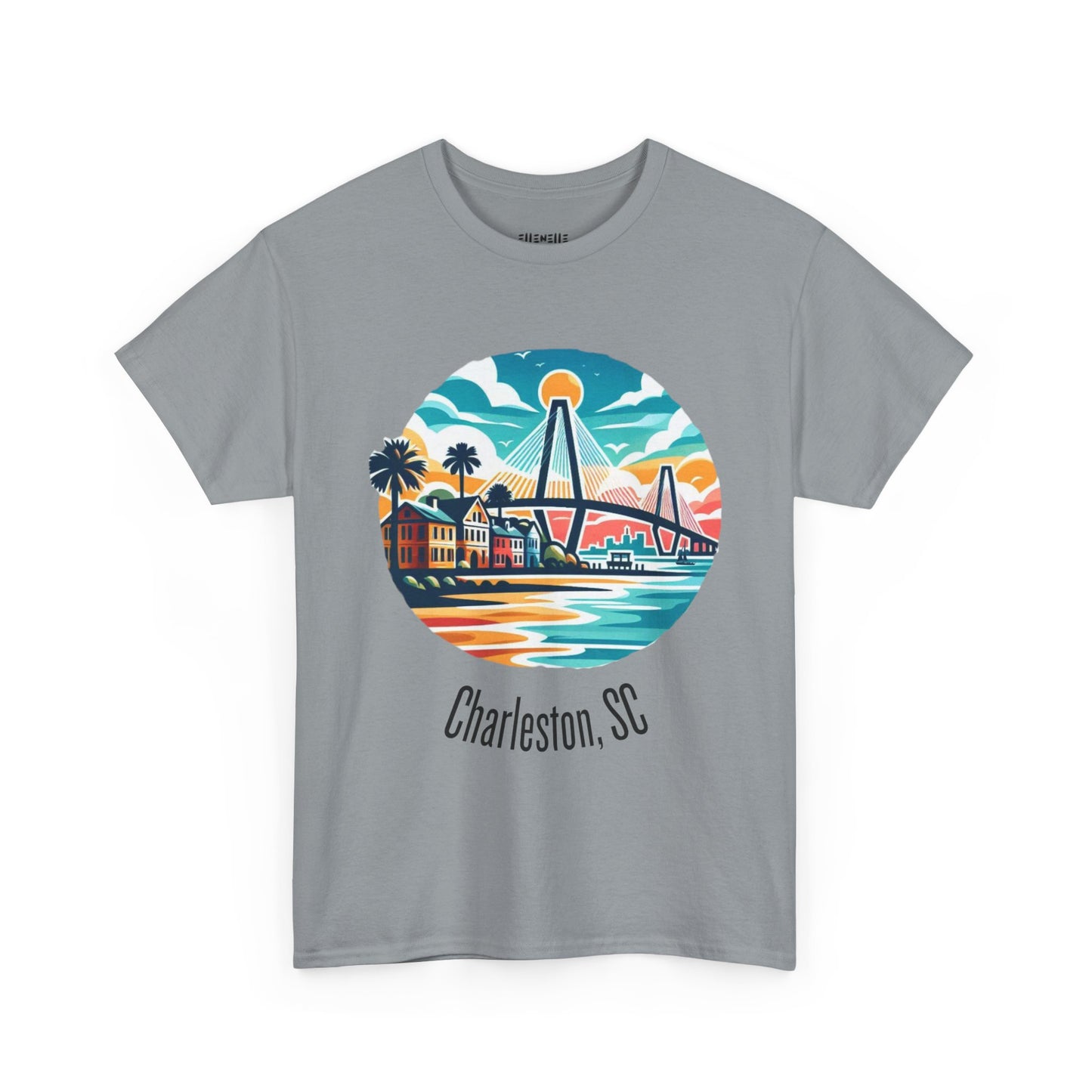 Charleston SC Unisex Heavy Cotton Tee, Beach Vibes Shirt, Casual Wear, Travel Souvenir, Retro Graphic T-shirt, Gift for Him/Her