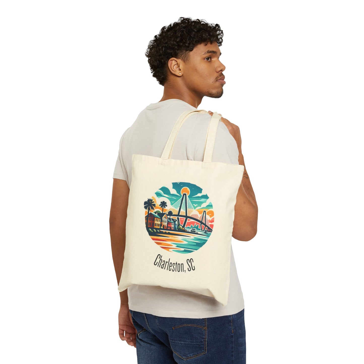 Charleston SC Cotton Canvas Tote Bag | Eco-Friendly Shopping, Beach Day Essentials, Travel Accessory, Gift for Travelers